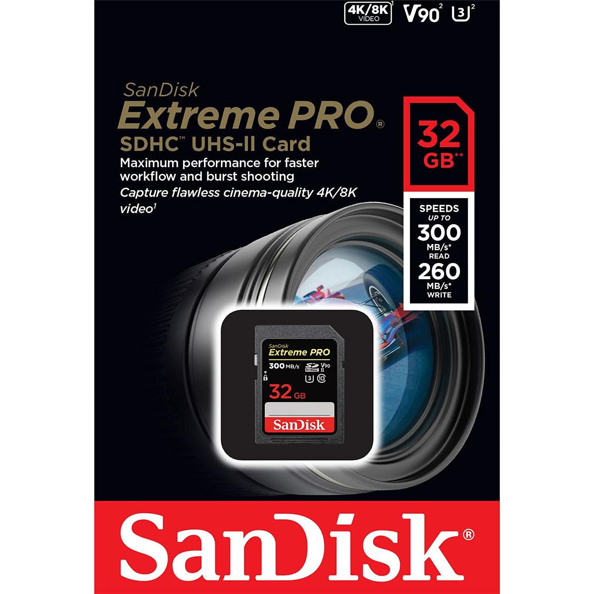 Sandisk 32Gb Extreme Pro Sdhc Uhs Ii Memory Card   C10, U3, V90, 8K, 4K, Full Hd Video, Sd Card   Sdsdxdk 032G Gn4In