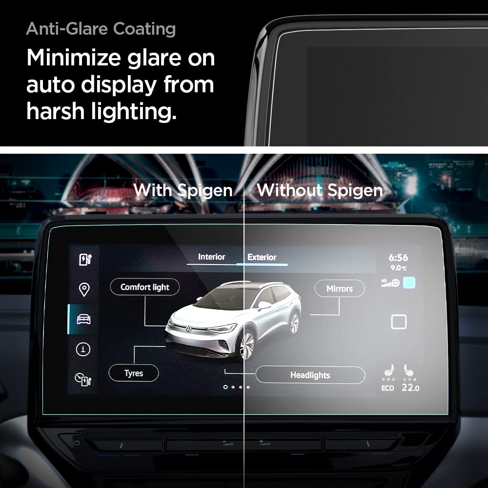 Spigen Tempered Glass Screen Protector [Glastr Ez Fit] Designed For Designed For Volkswagen Id.4 Pro S (2021/2022/2023) 12 Inch Dashboard Touchscreen   Matte/Anti Fingerprint