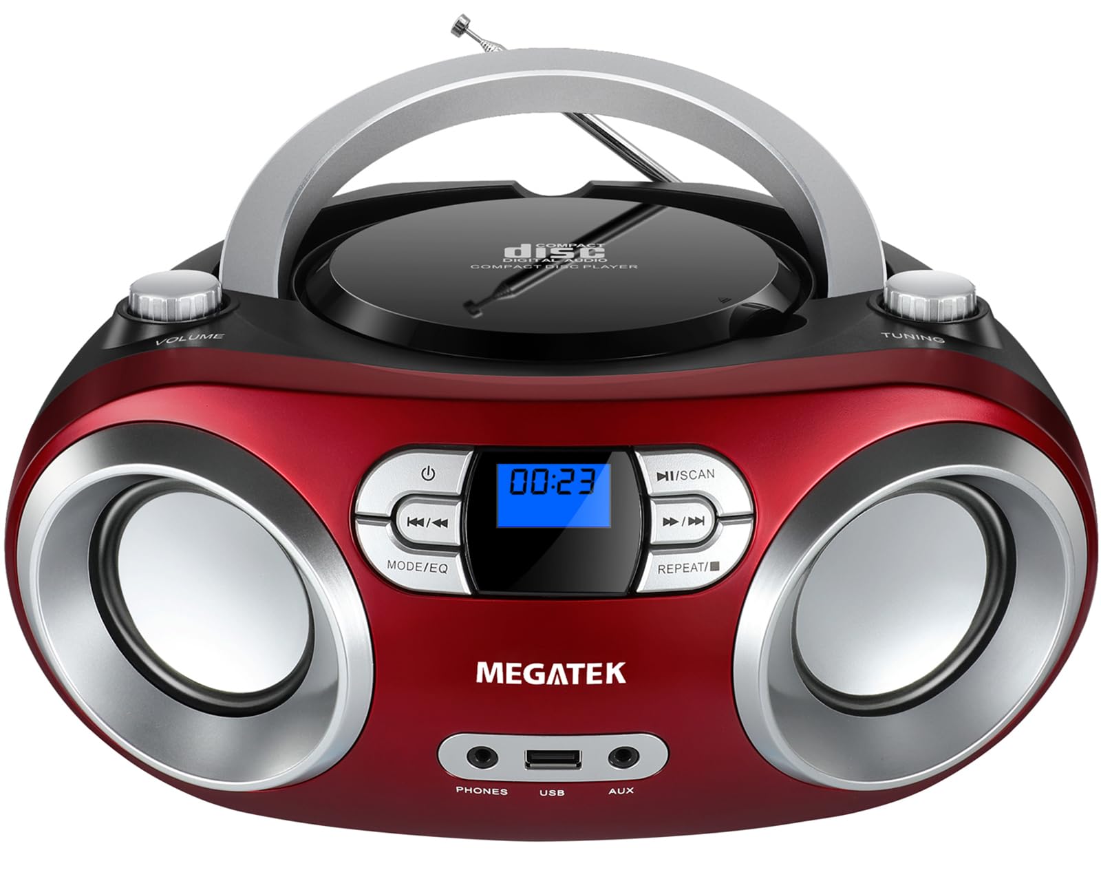 Megatek Portable Cd Player Boombox With Fm Radio, Bluetooth, And Usb Port | Clear Stereo Sound | Cd R/Rw And Mp3 Cds Compatible