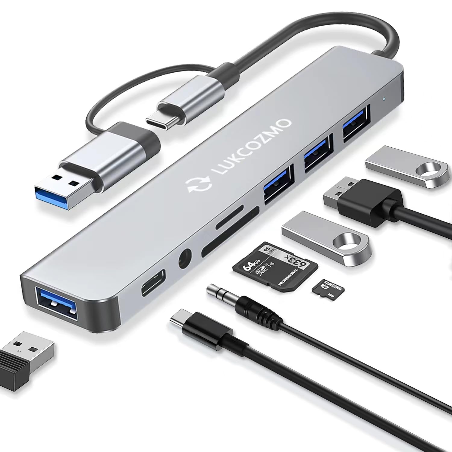 Updated Usb Hub Usb C Hub Usb Splitter Port Extender 7 In 1 Usb 3.0 Hub Usb Adapter&Usb C Splitter 4 Usb 1 Usbc Tf/Sd Card Reade