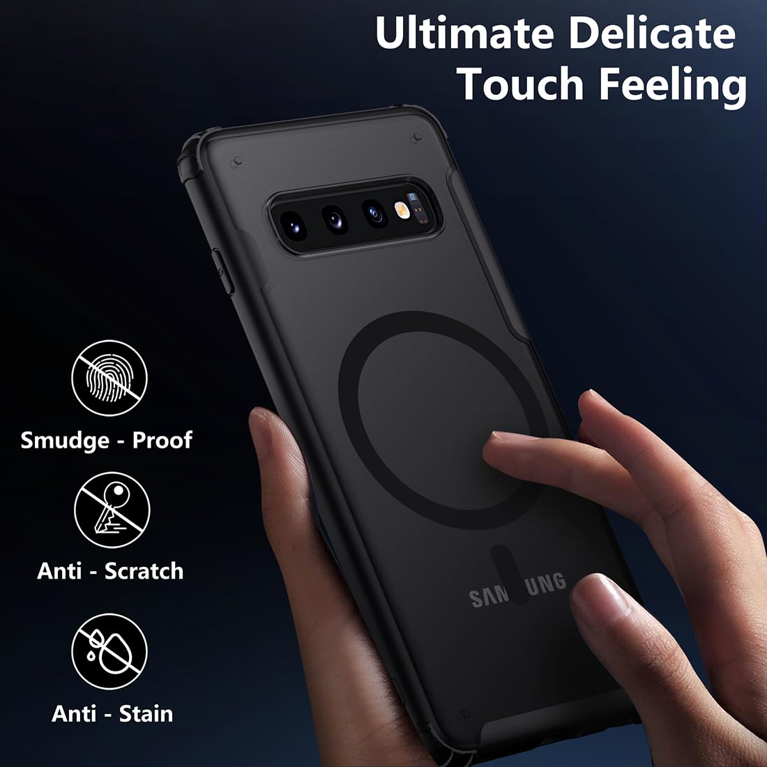 Tianniuke Magnetic Case For Samsung Galaxy S10, Translucent Matte Anti Fingerprint,Compatible With Magsafe,Slim Fit Shockproof P