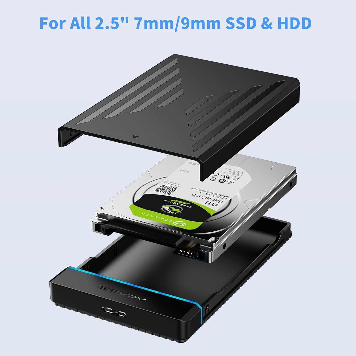 Acasis 2.5' External Hard Drive Enclosure Usb 3.0 To Sata Iii Adapter Supports 2.5 Inch Ssd & Hdd 9.5Mm 7Mm Hard Disk Case With Uasp Compatible With Wd Seagate Toshiba Samsung Hitachi