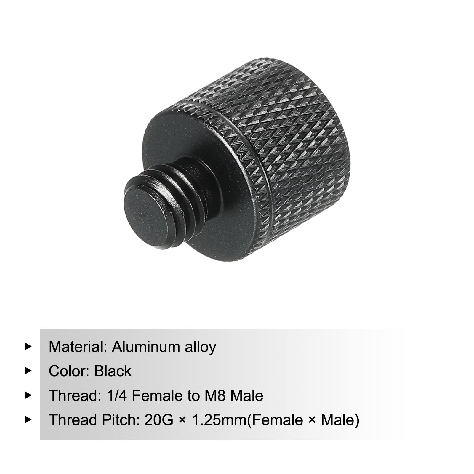 Meccanixity Mic Stand Adapter 1/4 Female To M8 Male Camera Screw Thread Adapter For Microphone Tripod Stand Black