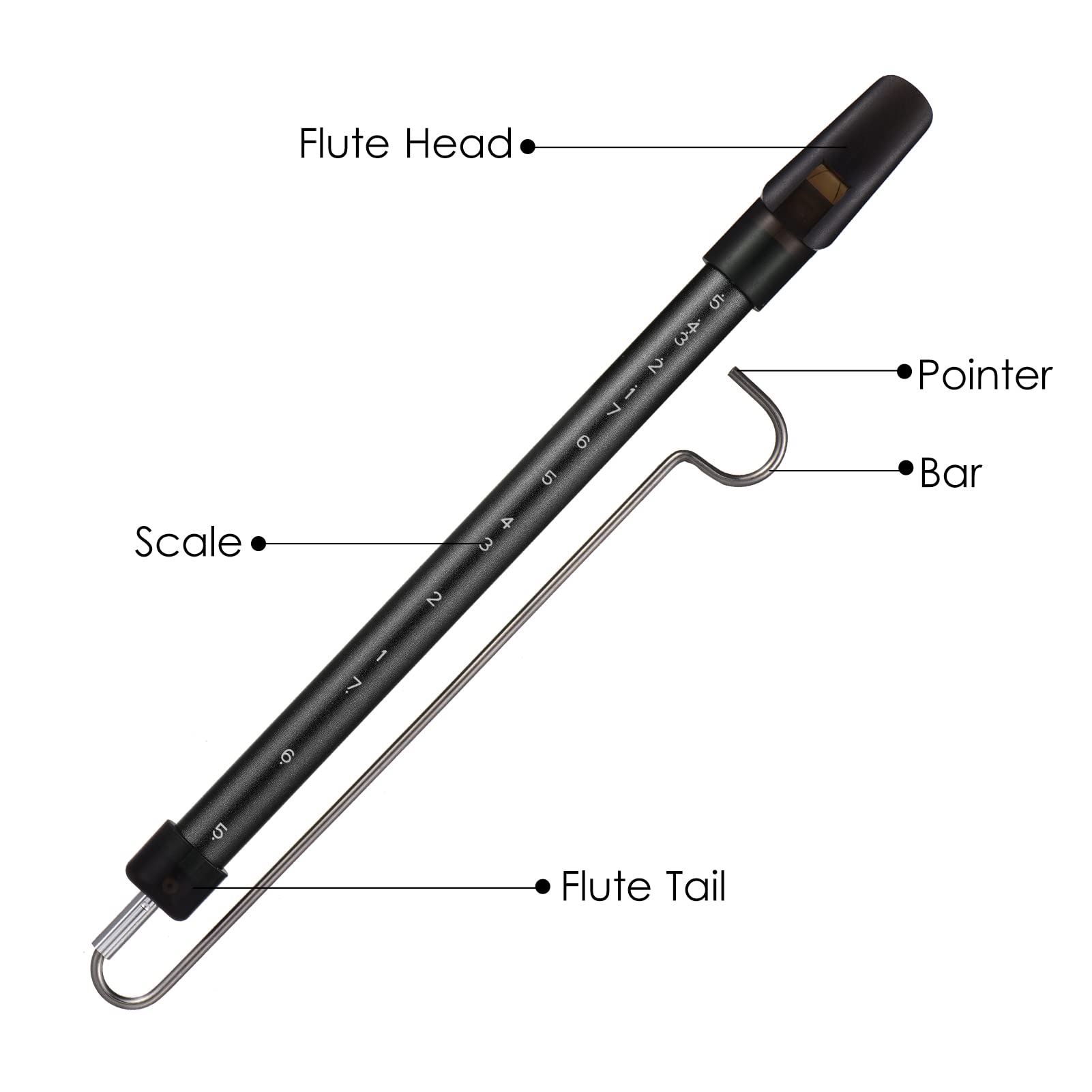 Btuty Metal Sliding Whistle Scale Sliding Flute With Steel Slider Instrument Kazoo Flute Game Party (Black)