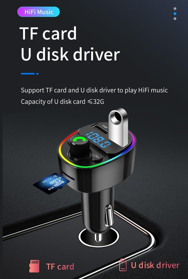 Bluetooth 5.4 Fm Transmitter Car Adapter   Car Bluetooth Adapter With Fast Charger,Hi Fi Audio & Clear Calls,Multiple Safety Pro