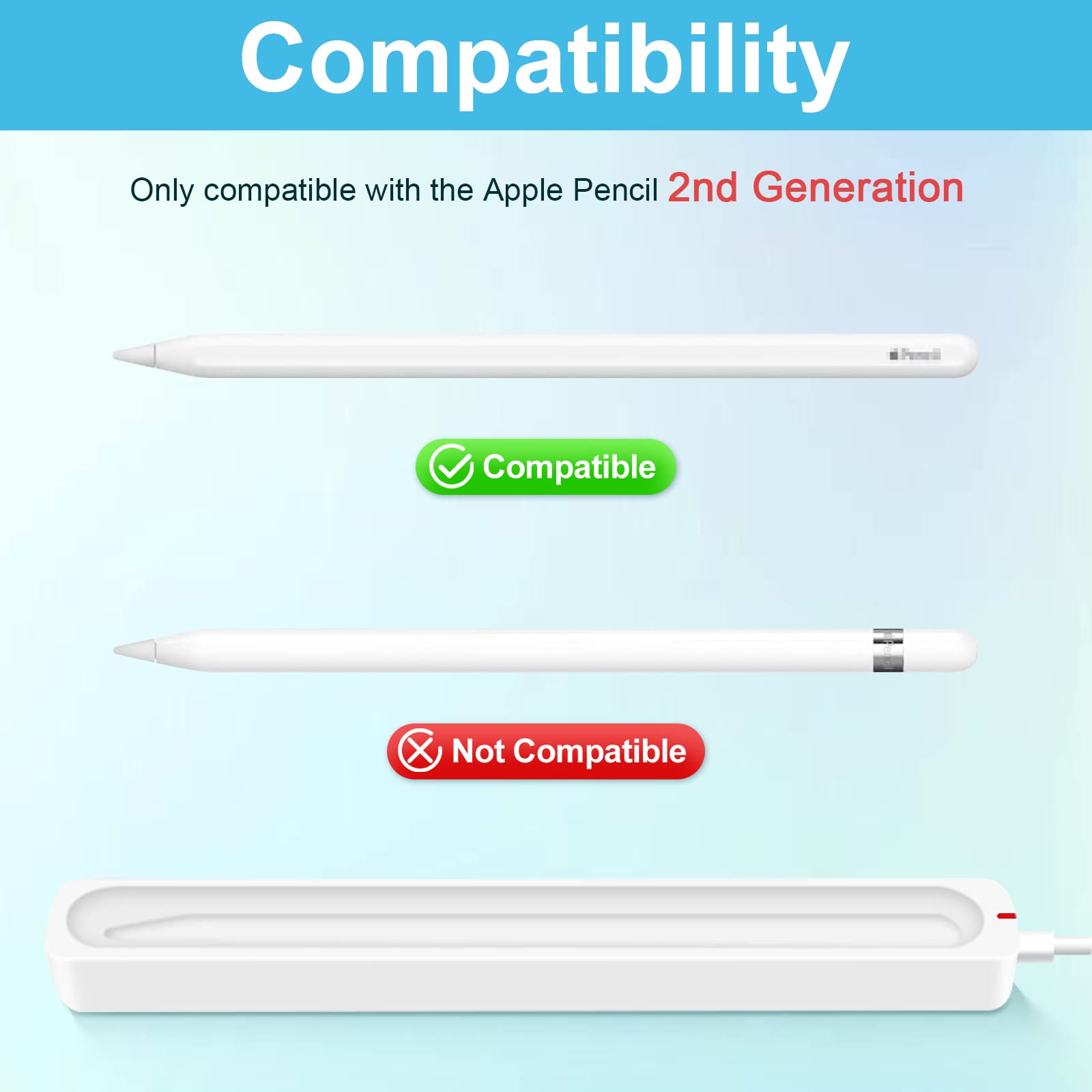Charging Case Compatible With Apple Pencil 2Nd Generation Only, Magnetic Charging Stand For Ipad Pen 2Nd Gen With Usb Cable, Led