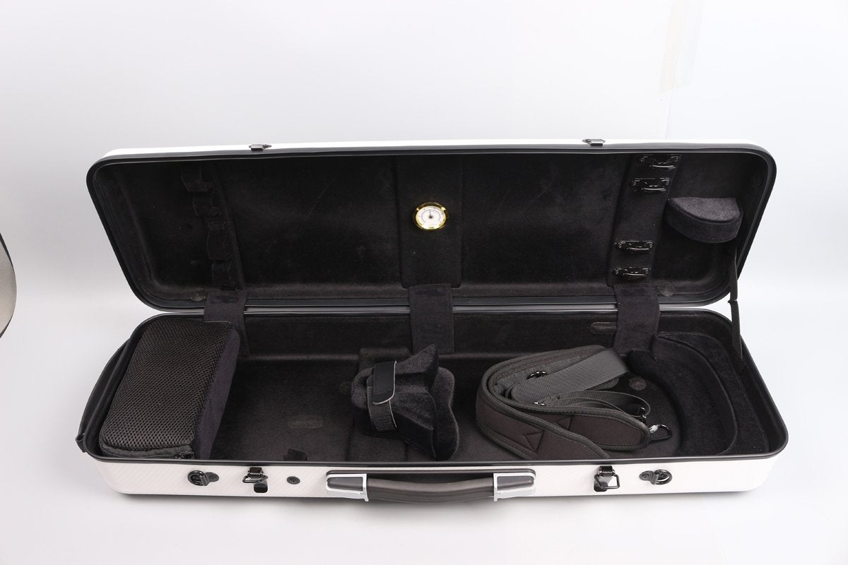 4/4 New Violin Case Carbon Fiber Fiberglass Oblong Case Strong Light Full Size Sheet Bag (White)