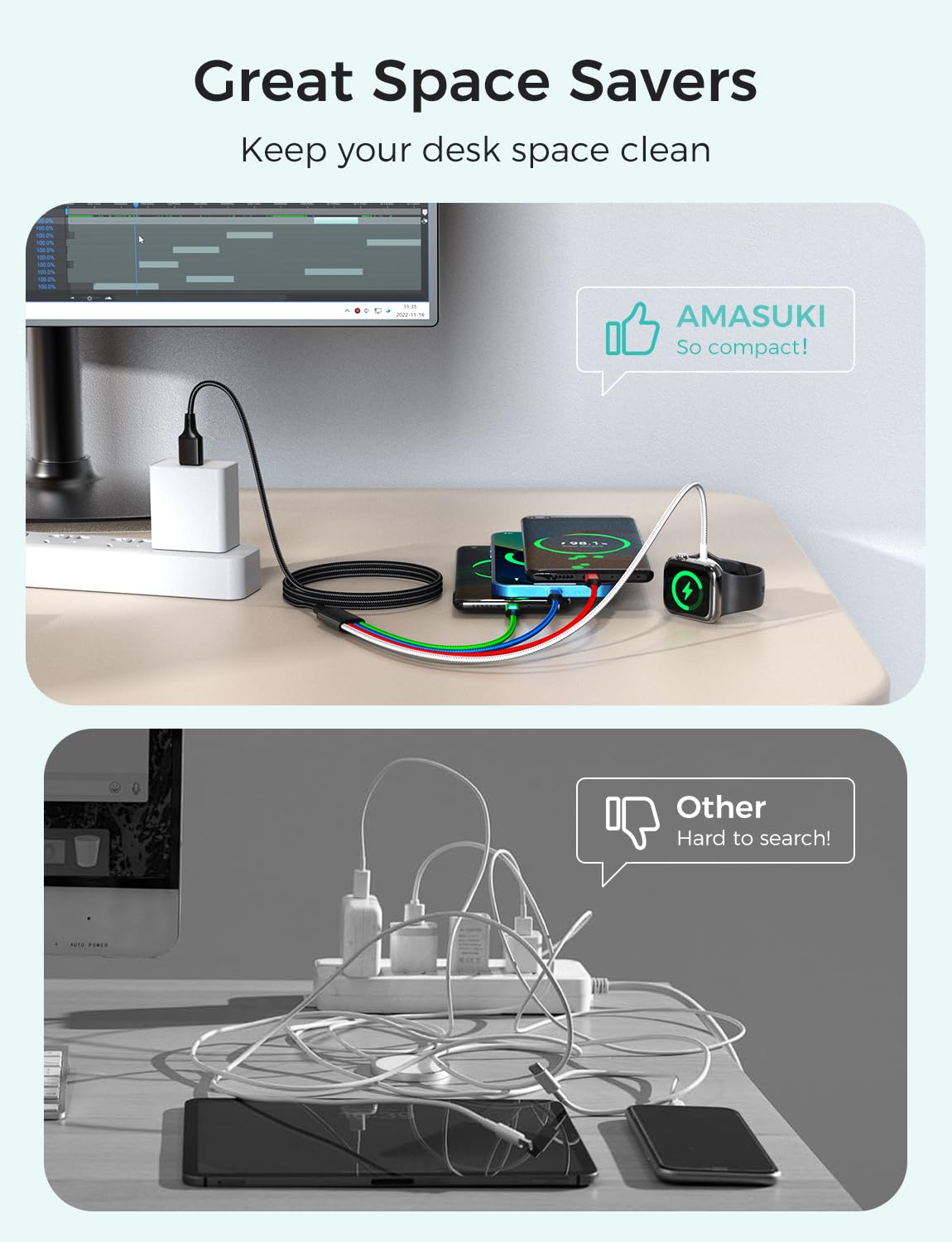 Travel Essentials,4 In 1 For Apple Watch Charger/Iphone Charger/Multi Charging Cable Cord,Vacation Rv Camping Essentials,Usb C/L