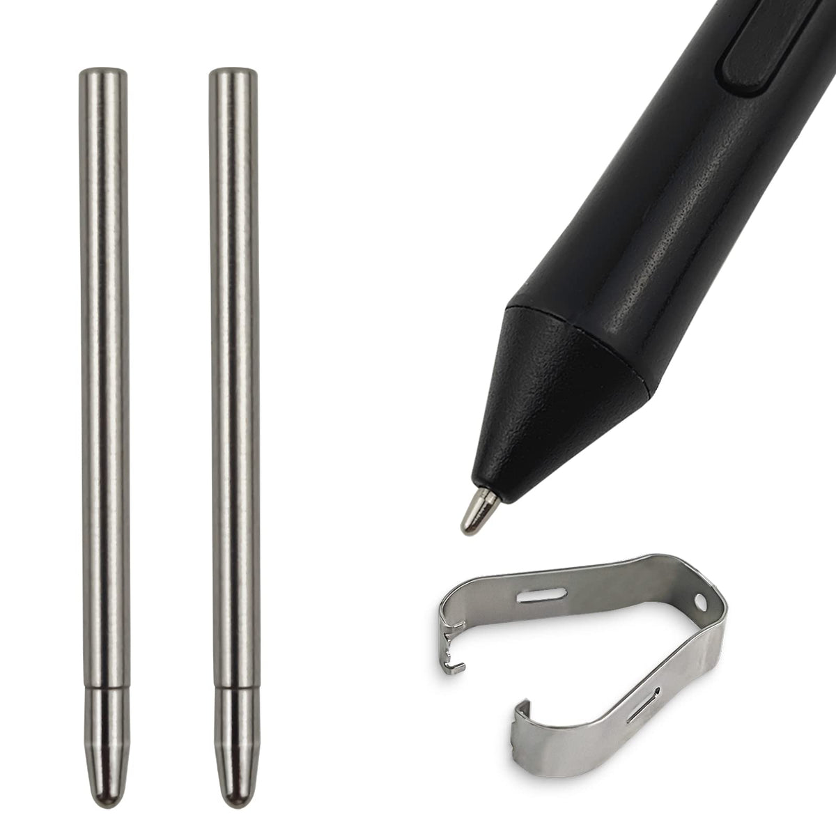 2 Pack No Wear Down Titanium Alloy Standard Pencil Nibs Fits For One By Wacom, Intuos Series Pen, Replacement Refill Tips Fits F
