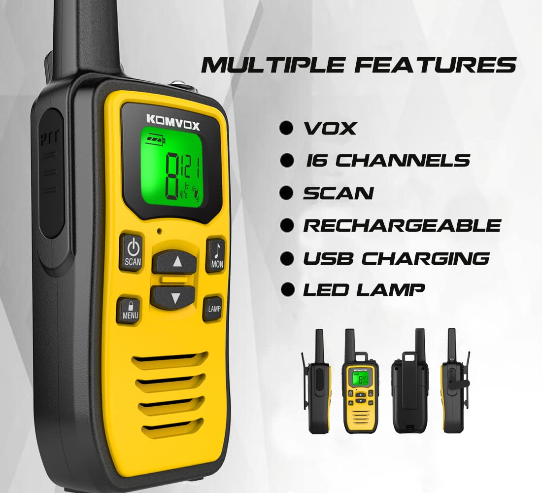 Profressional Walkie Talkies For Adults, Rechargeable Two Way Radios Long Range, 36 Channels 2 Way Emergency Radio With Noaa Wea