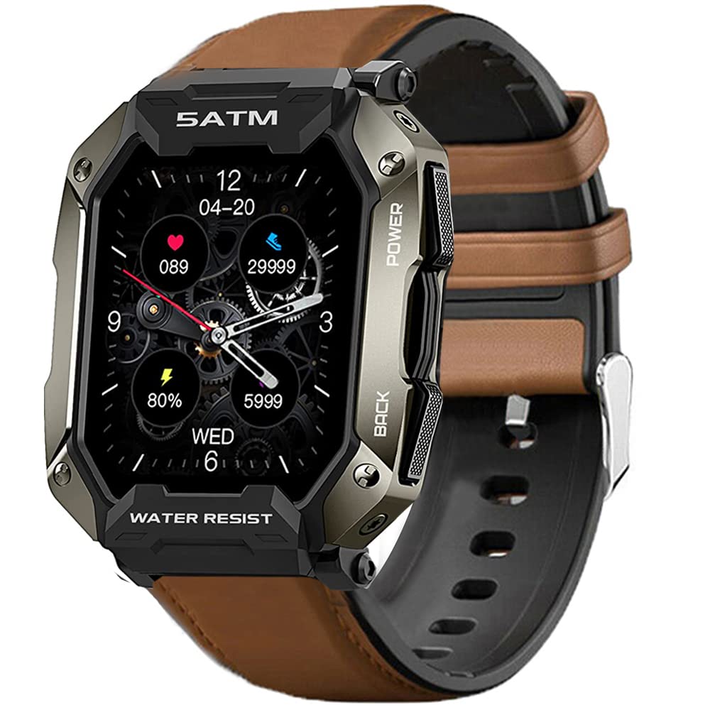 Compatible With Amaztim C20 Bands, Lamshaw Leather Silicone Breathable Replacement Smartwatch Strap Wristband Compatible For Kos