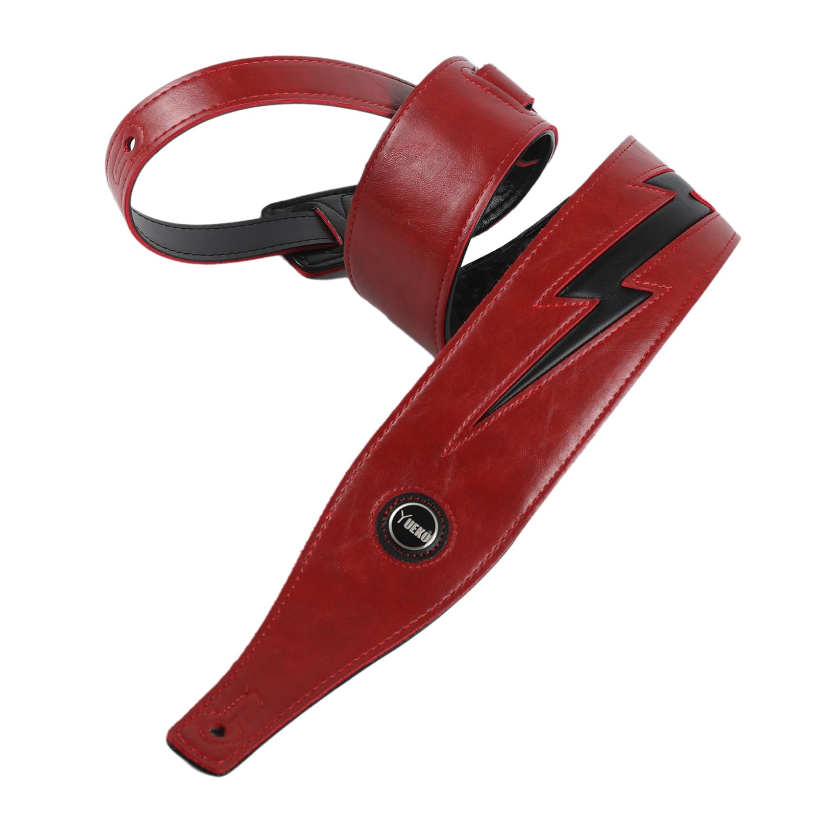 BORGBAR Guitar Strap Leather, AntiSlip, Classic, Adjustable Soft Leather Strap for Acoustic, Electric and Bass Guitars (Red  B