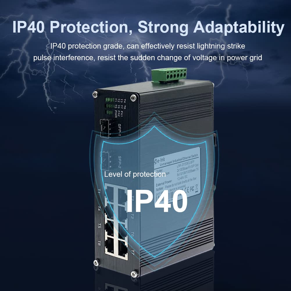 Industrial 8 Port Gigabit Ethernet Switch Din Rail/Wall Mount 8 Port Rj45 10/100/1000Mbps Unmanaged Din Rail Switch Hardened 10