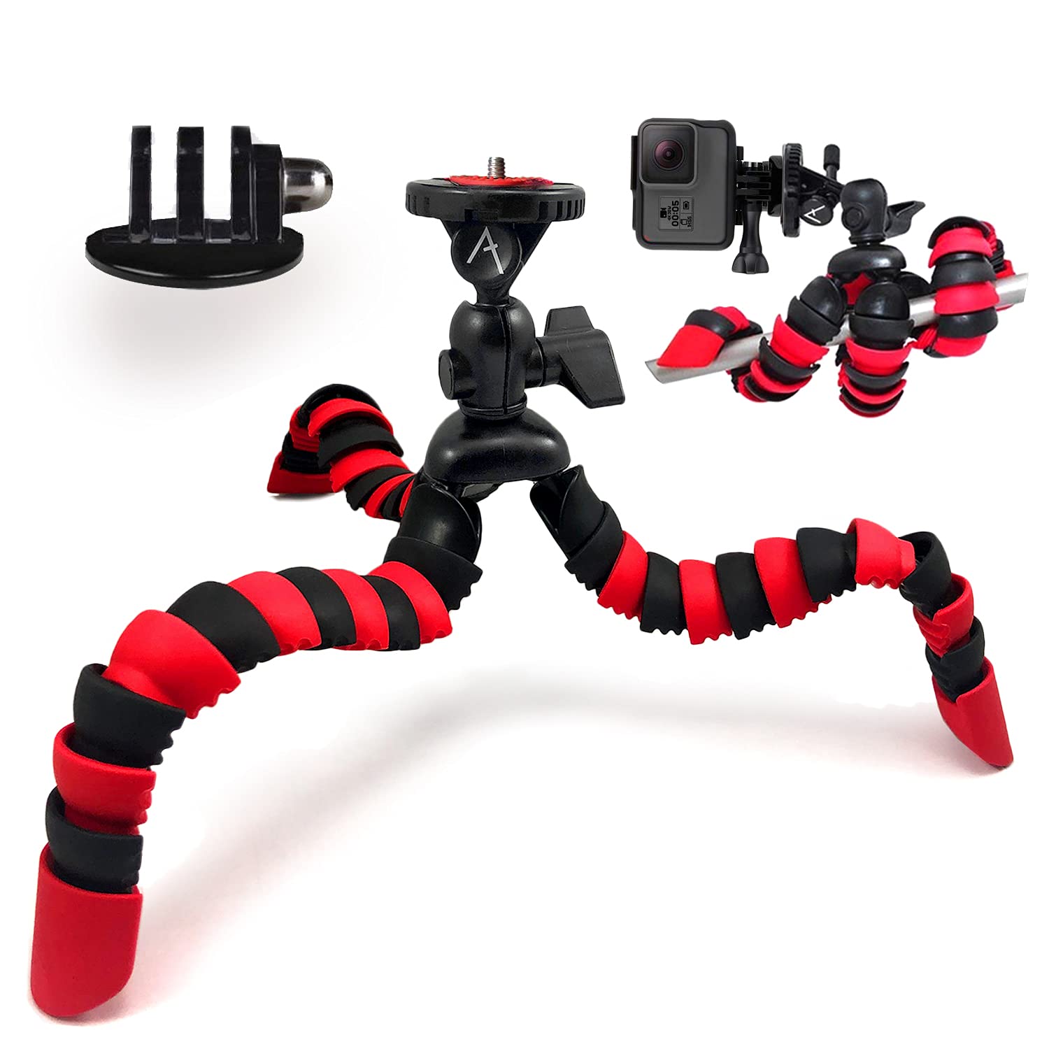 Acuvar 12 Inch Flexible Tripod w/Wrapable Legs. Quick Release Plate Great for All GoPro Hero Cameras + Tripod Mount