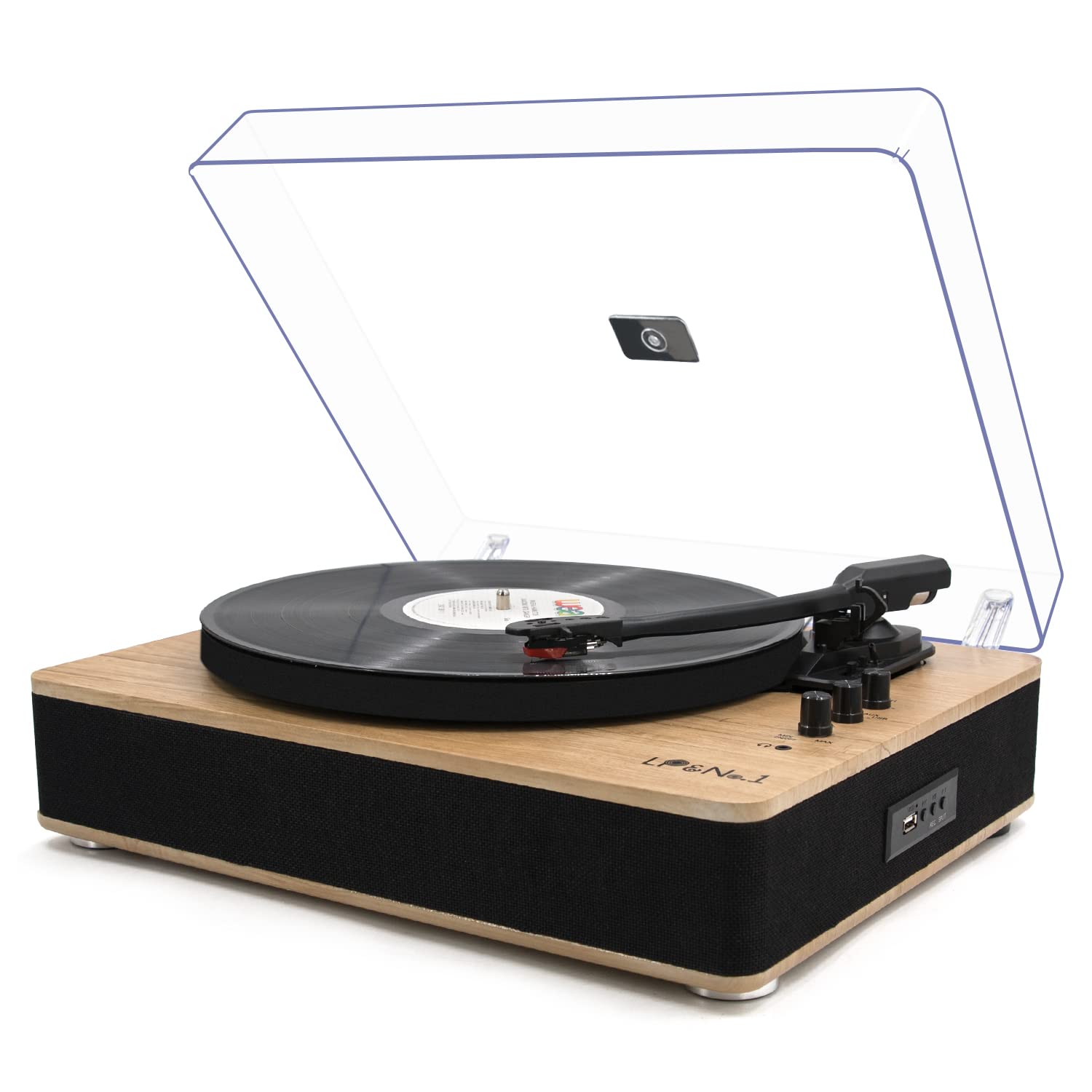 Vinyl Record Player 3 Speed Belt Drive Turntable With Stereo Speakers And Usb Play&Recording (Light Wood)