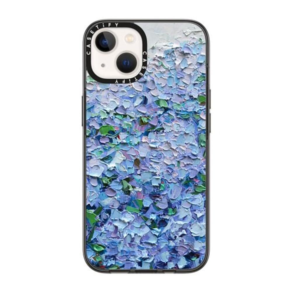 Casetify Compact Iphone 14 Case [2X Military Grade Drop Tested / 4Ft Drop Protection]   Nantucket Blue Hydrangeas   Clear Black