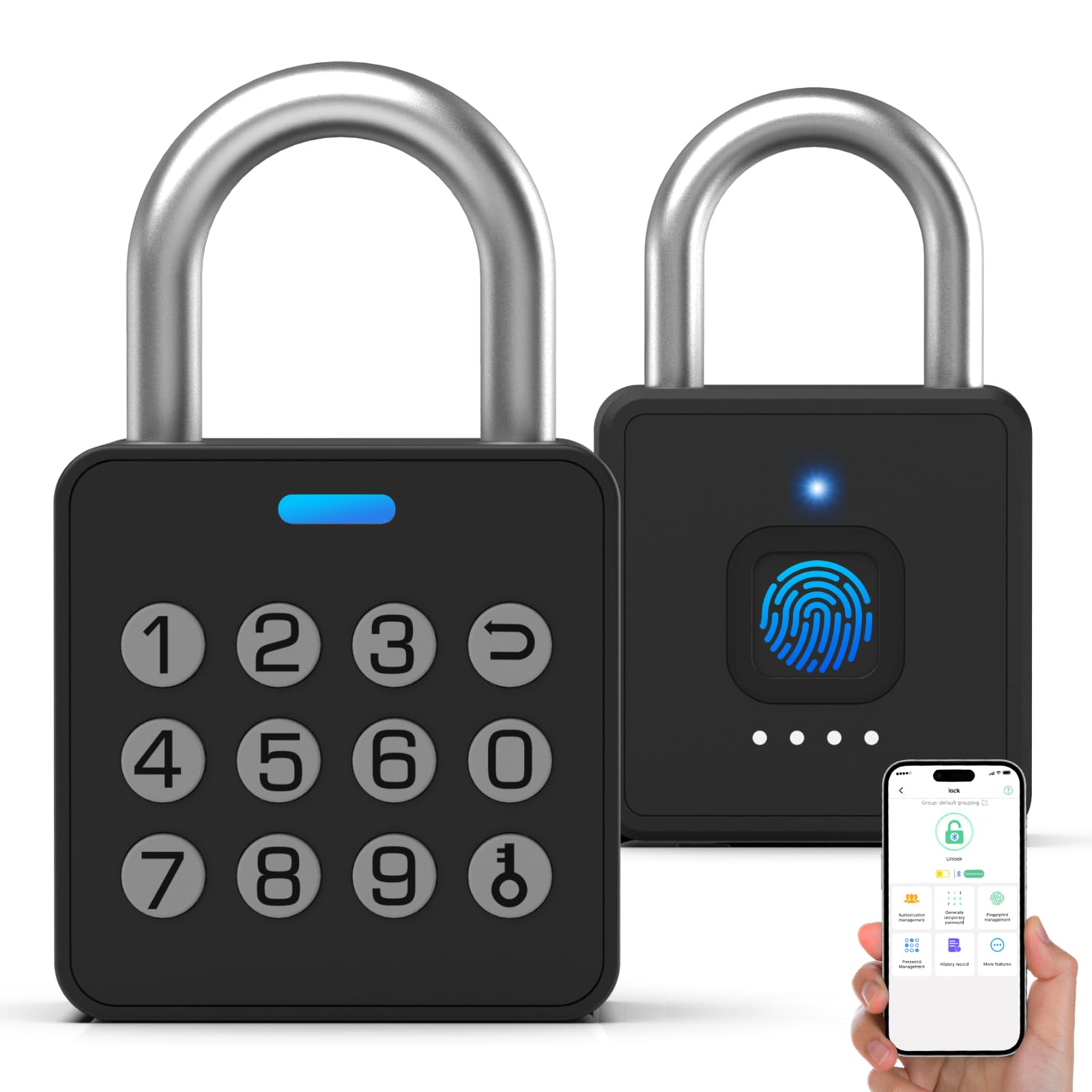 Eseesmart Fingerprint Locker Lock with Code, Combination Padlock Smart Fingerprint Biometric Keyless Combo Lock Waterproof for O