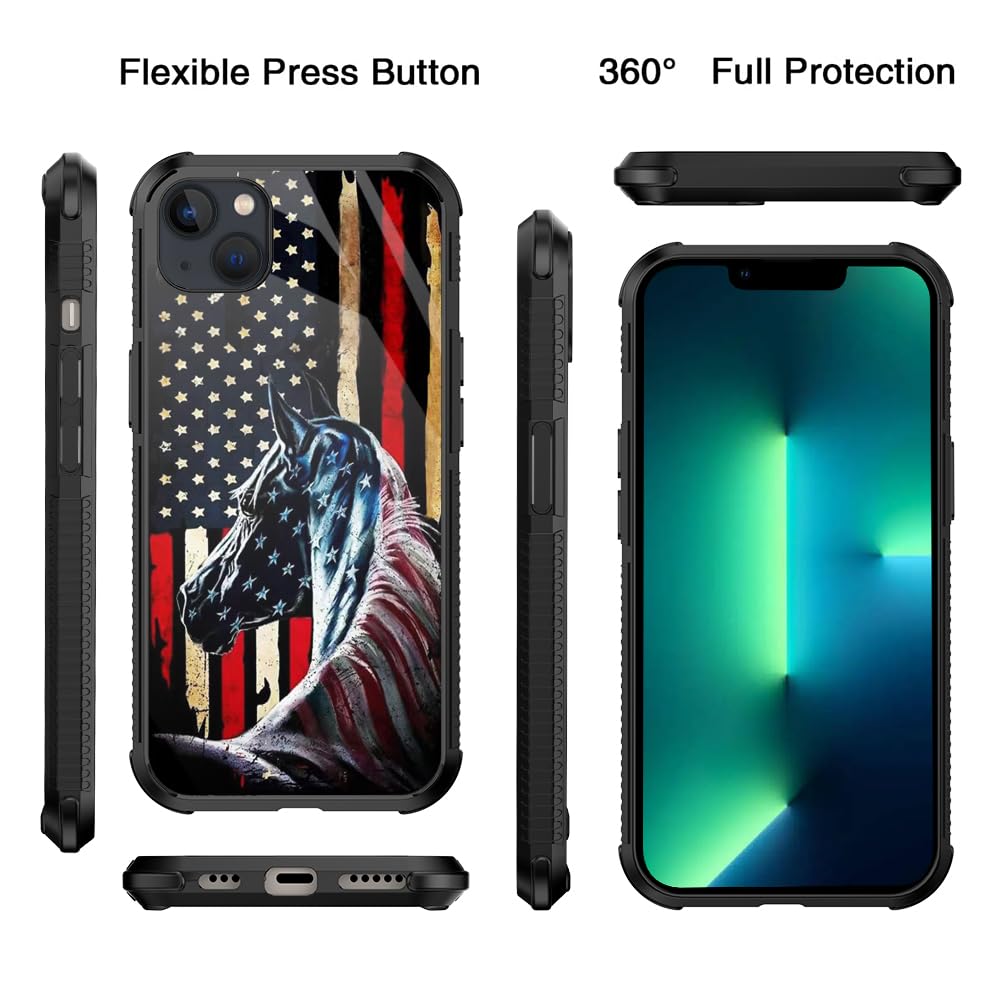 Zhuxuxitt Case For Iphone 15 Case,Flag Horse Case For Iphone 15 Design For Men Boys [Anti-Scratch] Non-Slip+Shockproof Rugged Tp