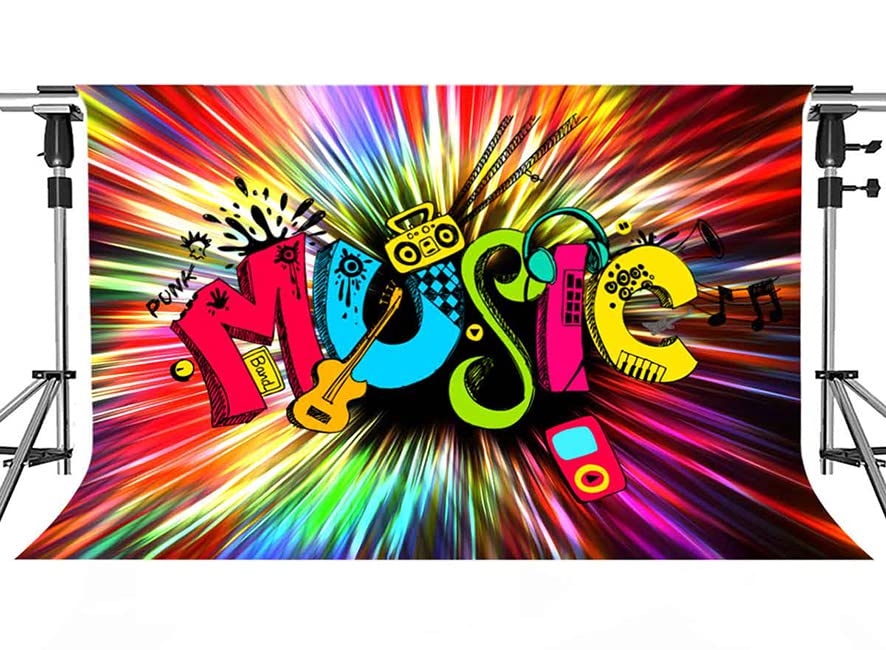 Colorful Music Party Backdrop Guitar Speaker Photo Background Meetsioy Hip Hop Disco Studio Props Banner Birthday Party Supplies