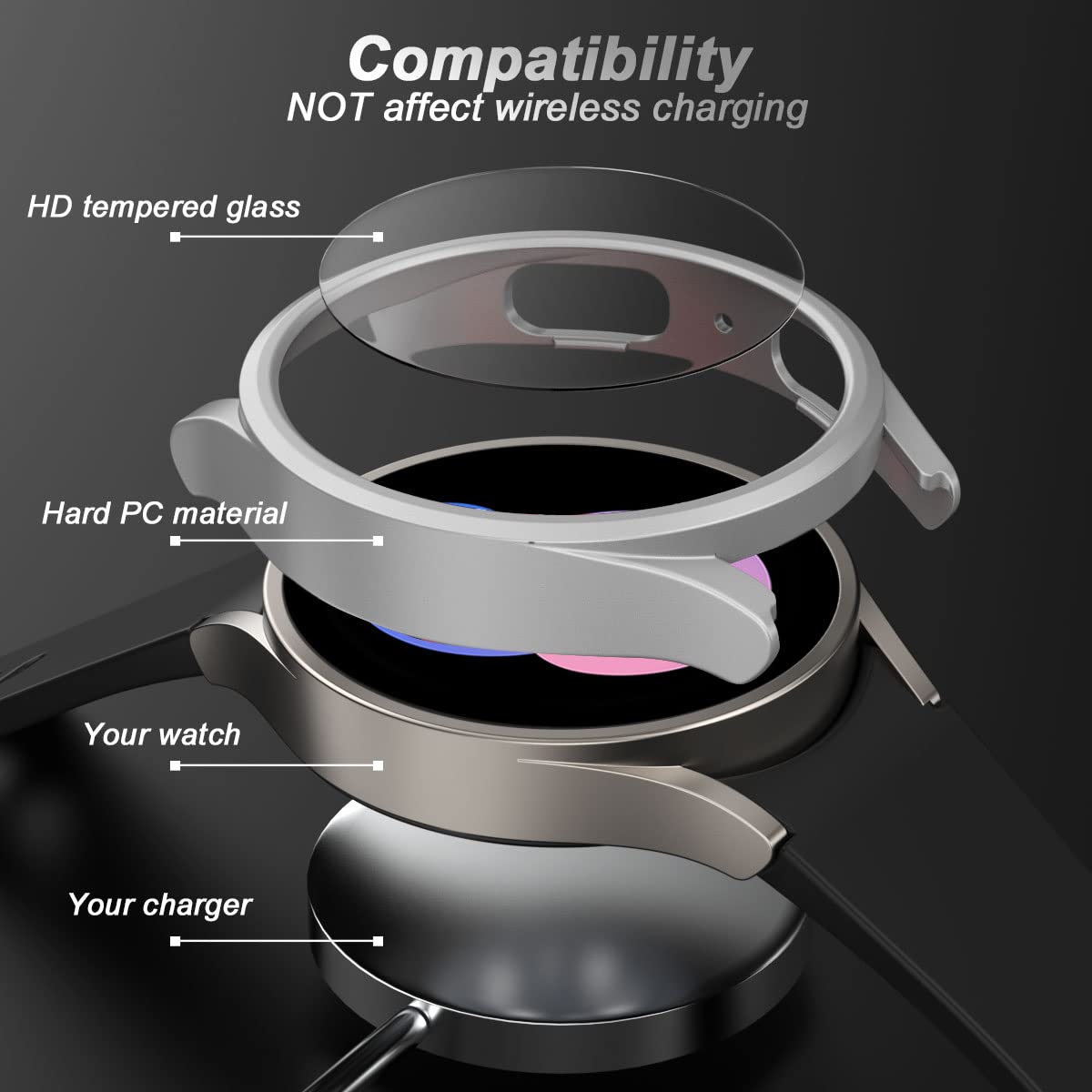 Nxtudy Screen Protector Compatible With Galaxy Watch 4/Galaxy Watch 5 44Mm,?4+2Pack? Hd Tempered Glass Protective Film And Hard