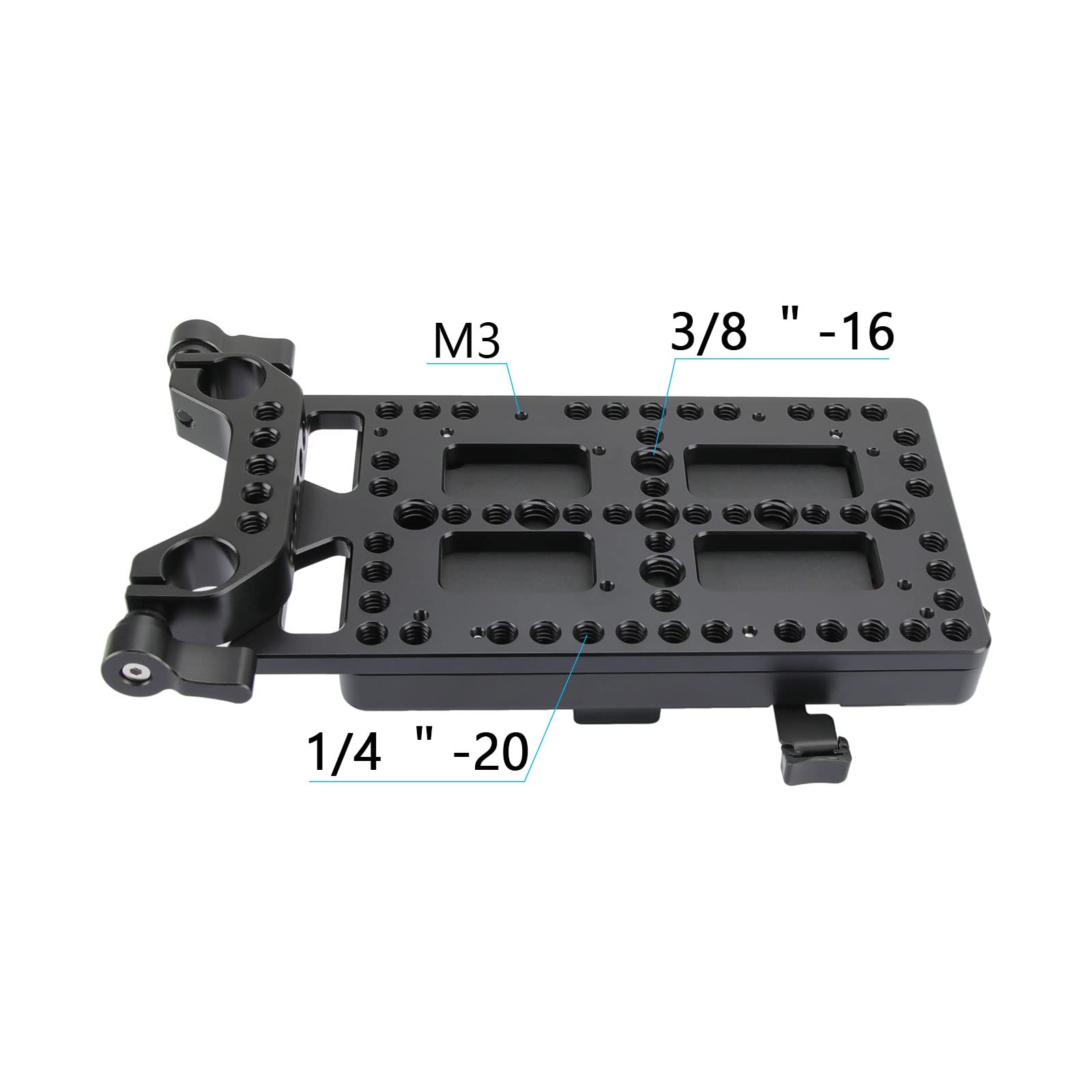 Camvate V Lock Mounting Plate Power Supply Splitter With 15Mm Rod Clamp - 1524