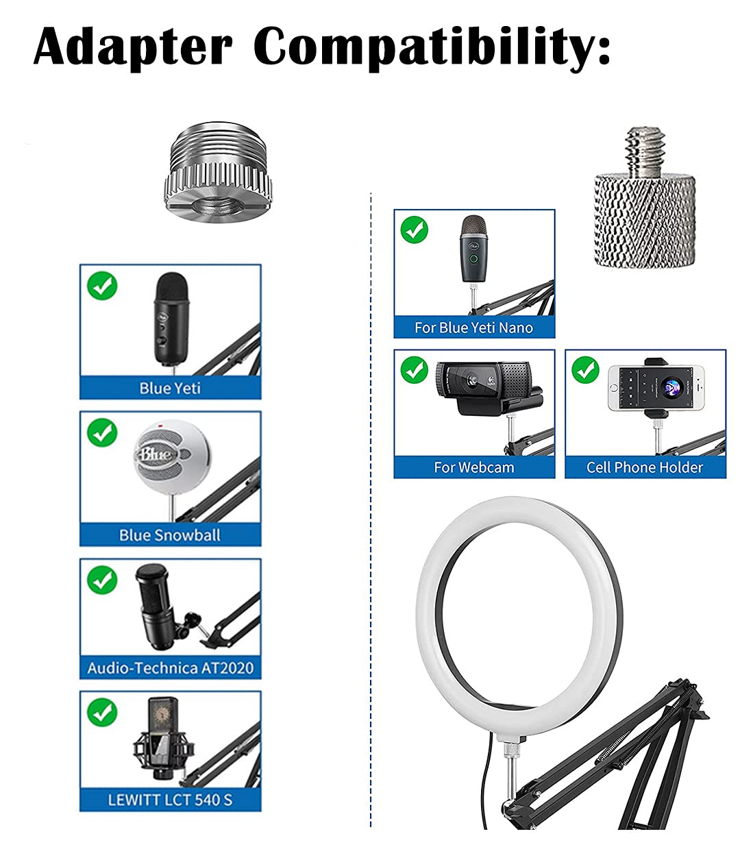 Luling Arts Boom Arm Suspension Mic Heavy Duty Microphone Arm For Blue Yeti, Hyperx Quadcast, Adjustable Boom Mic Stand Desk Wit