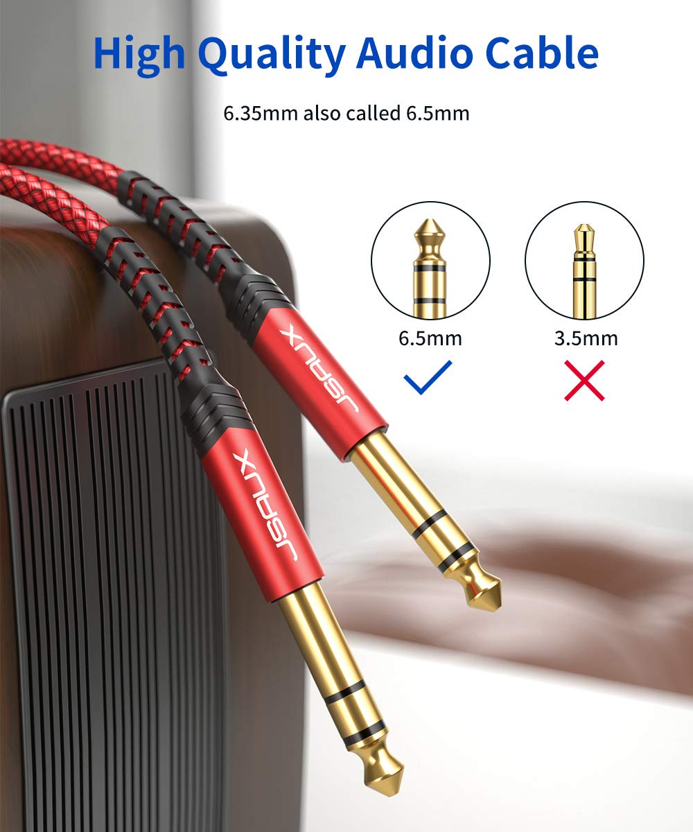 Jsaux 1/4 Inch Guitar Instrument Cable 20Ft, 6.35Mm (1/4) Trs To 6.35Mm (1/4) Trs Stereo Audio Cable Male To Male Straight-To-St