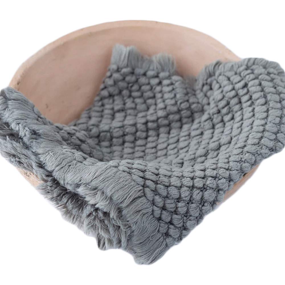 Zeroest Baby Photography Props Basket Braid Wool Wrap Newborn Photo Shoot Baskets Filler Posing Stuffer Background Blanket (Gray