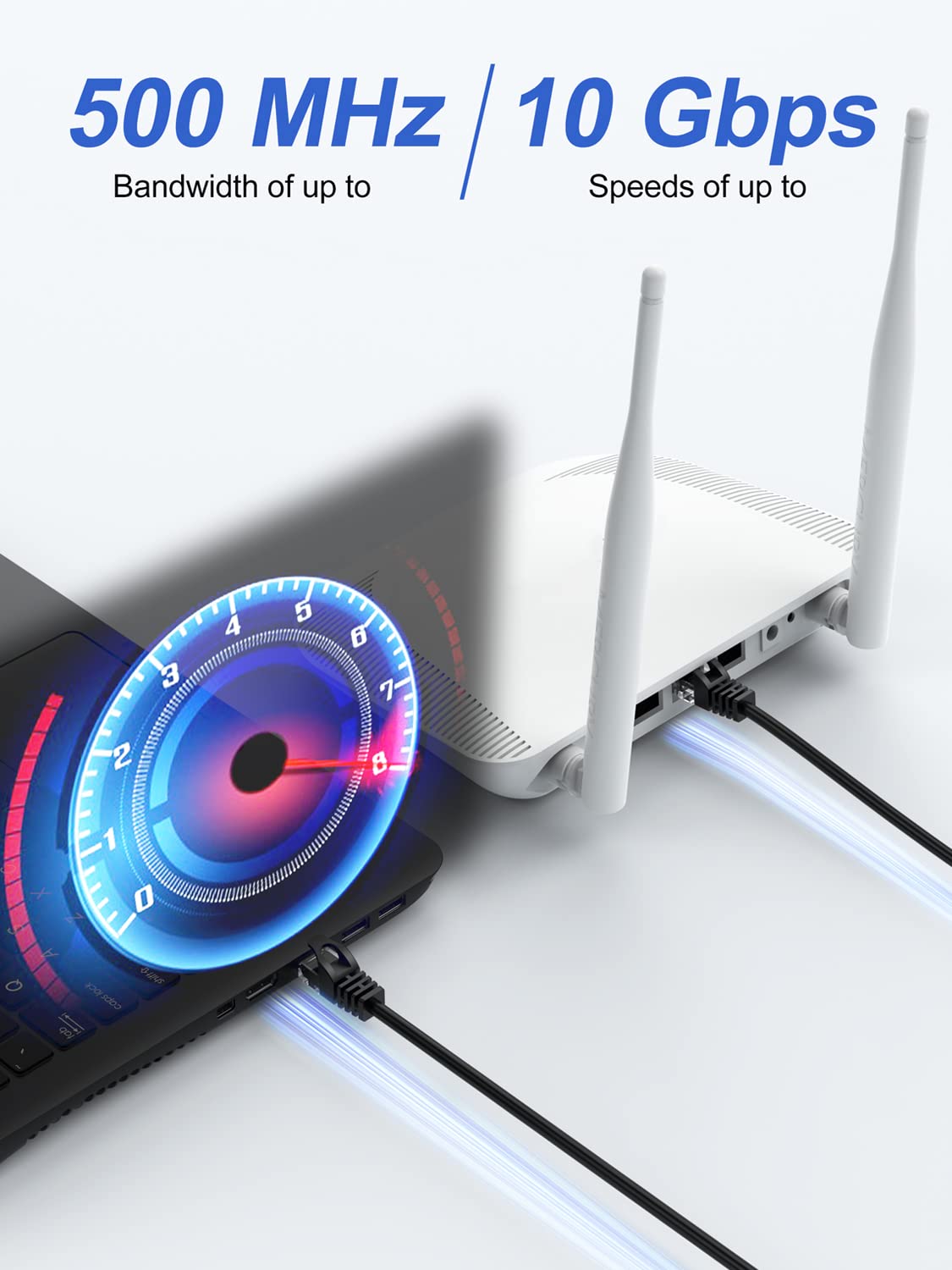 Apojodly Cat6 Ethernet Cable 1Ft 2 Pack, Short Patch Cable 1 Foot Cord (Cat 6 Cable, Internet Rj45 Cable, Network Cable) 10Gbps