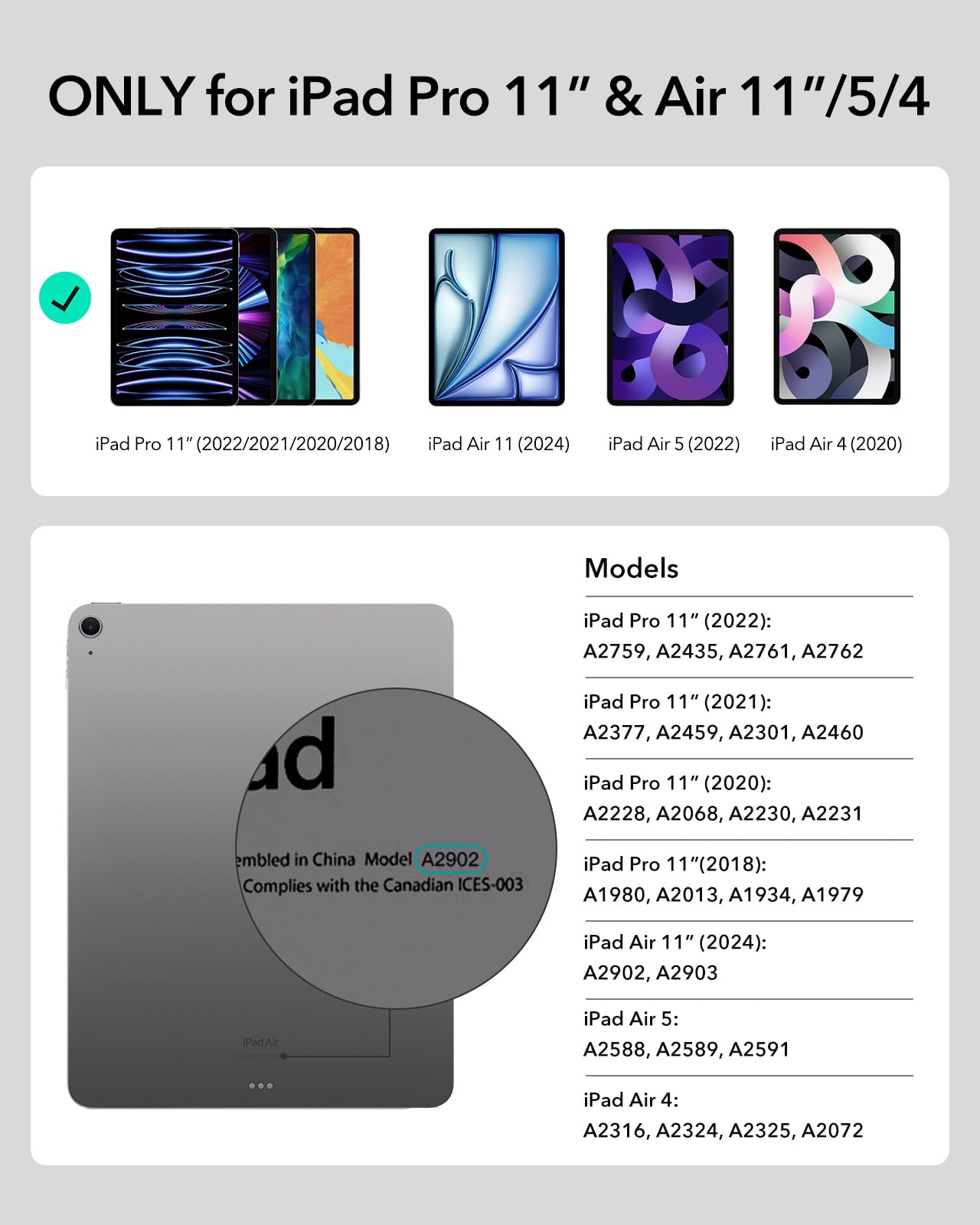 Esr Ipad Air 11 Inch Case With Keyboard(M2), Ipad Air 6Th Gen(2024) Rebound Case, Easy Set Floating Cantilever Stand For Ipad Pr