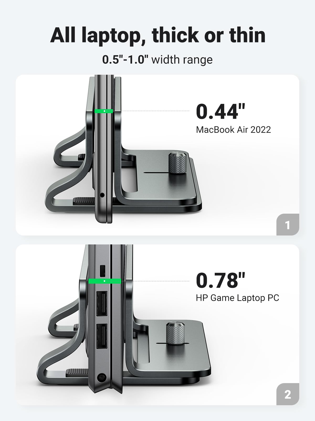 Ugreen Vertical Laptop Stand Holder For Desk Compatible With Macbook Pro, Macbook Air Stand Vertical Aluminum Adjustable For Up