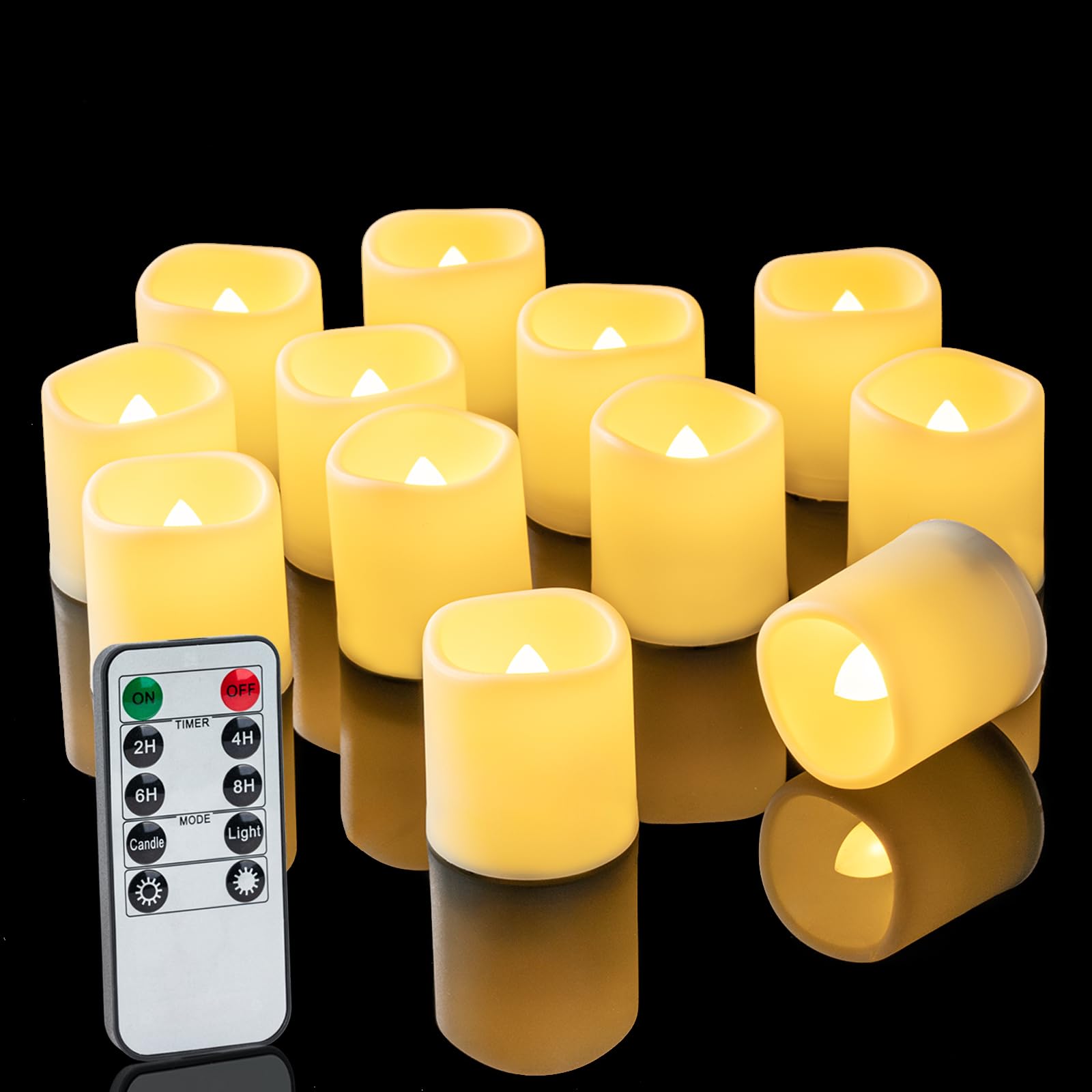 Homemory 400+ Hour Remote Control Candles, 2/4/6/8H Timer Led Votive Candles, 24Pack Battery Operated Tea Lights In Warm White F