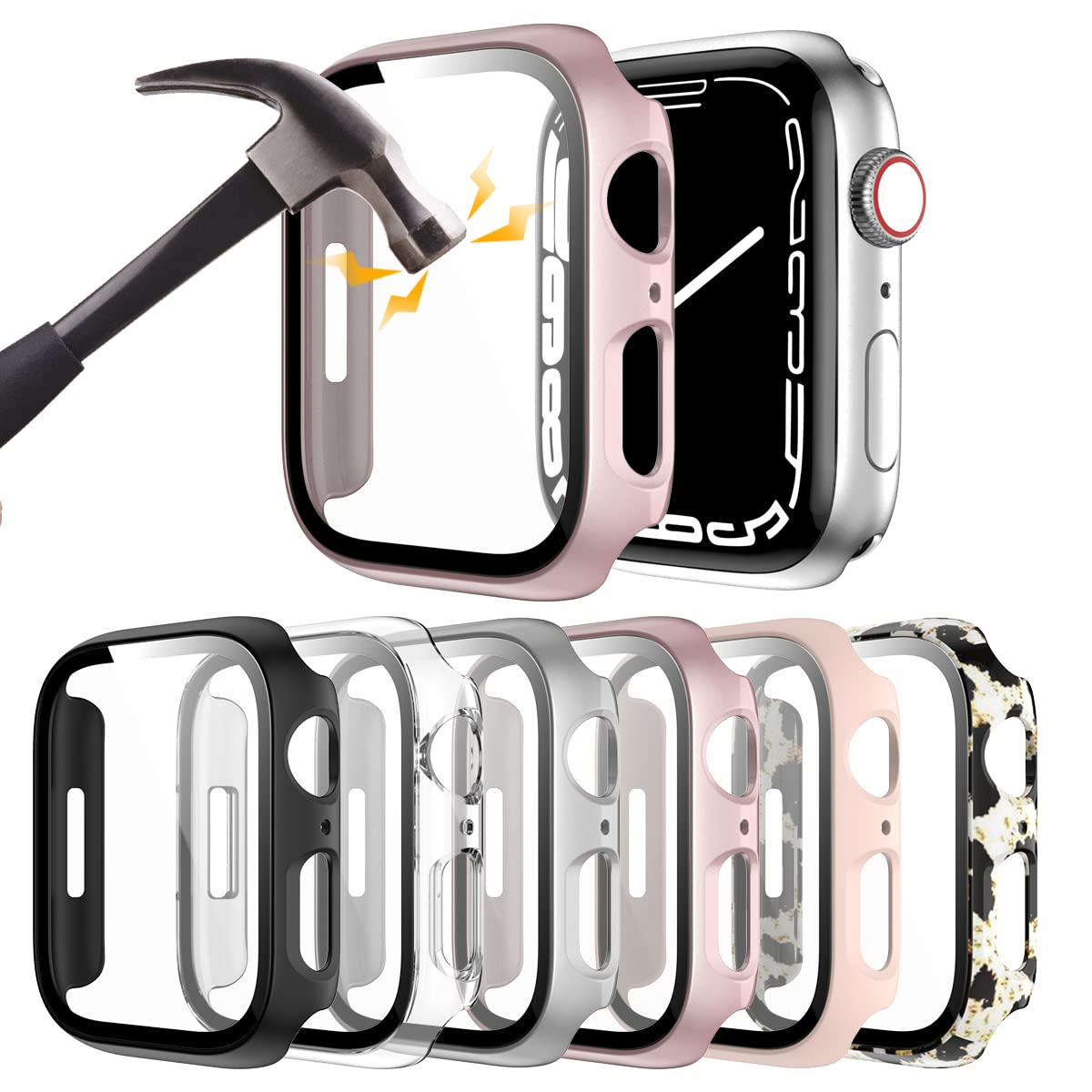 Rontion 6 Pack Hard Pc Case For Apple Watch 44Mm Se(2022) Series 6/Se/5/4 With Tempered Glass Screen Protector, Ultra Thin Scrat