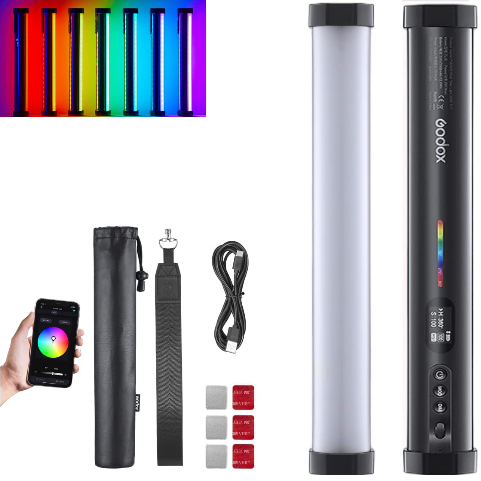Godox Tl30 Rgb Tube Light, Cri 97+ Tlci 99+ Handheld Full Color Led Video Light Wand, 2700K 6500K Dimmable Led Light Stick, 37 F