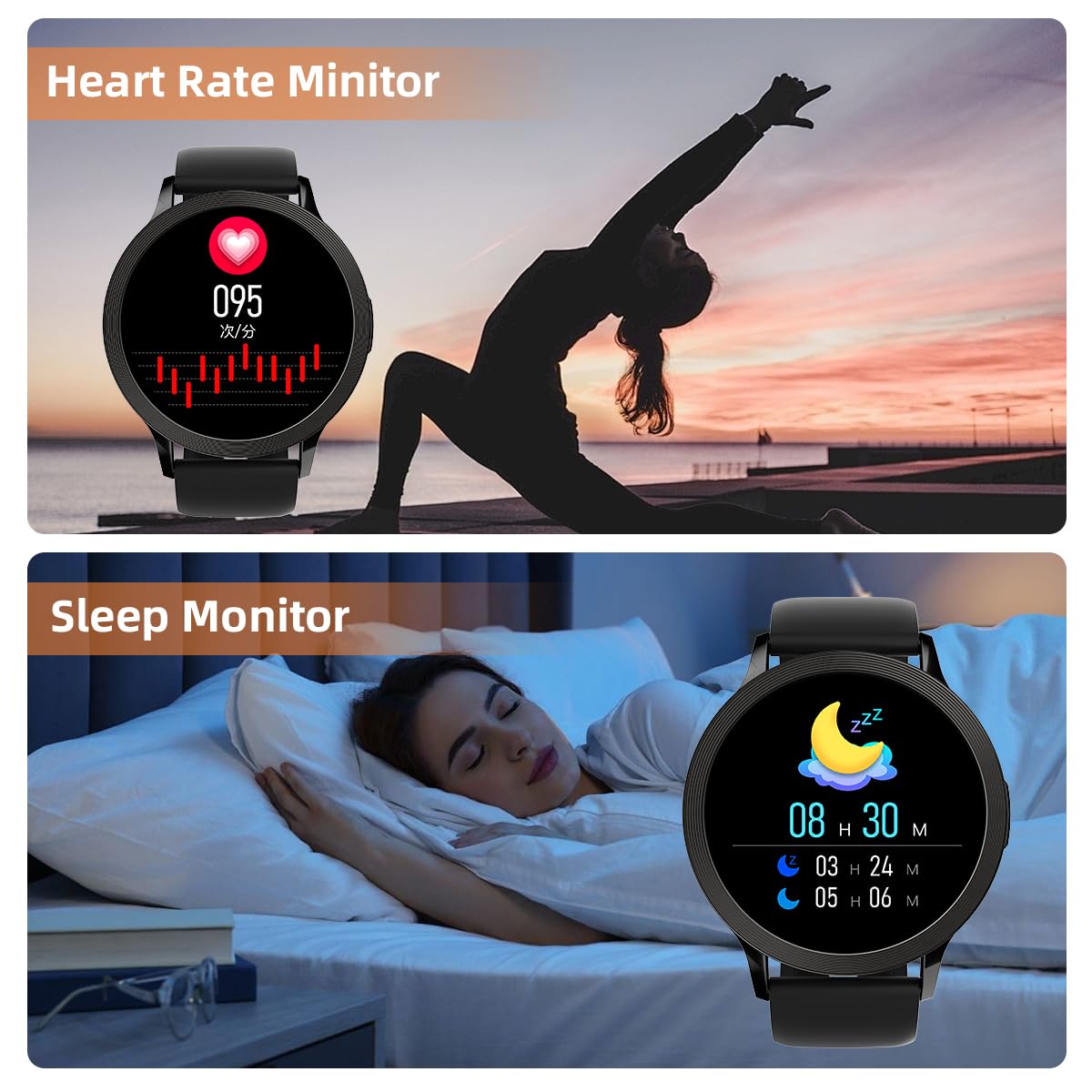 Zyvicxfj Wapik Women Smart Watch (Answer/Make Calls) Fitness Tracker Ip67 Waterproof Heart Rate / Sp02 Sleep Monitor Smart Watch