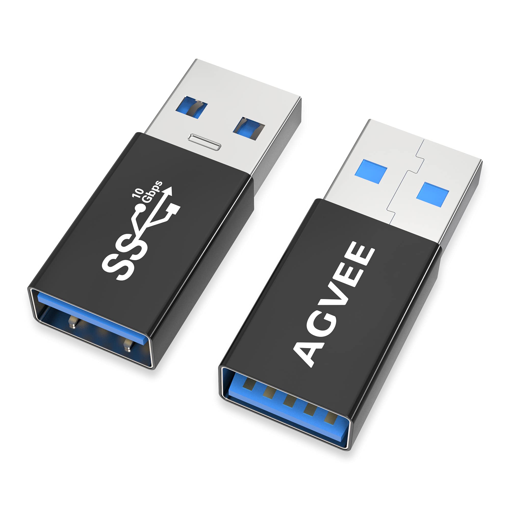 Agvee [4 Pack Usb A 3.0 Female To Usb A 3.0 Male Adapter, Usb 3.0 Converter Coupler Extension Extender Connector, Black