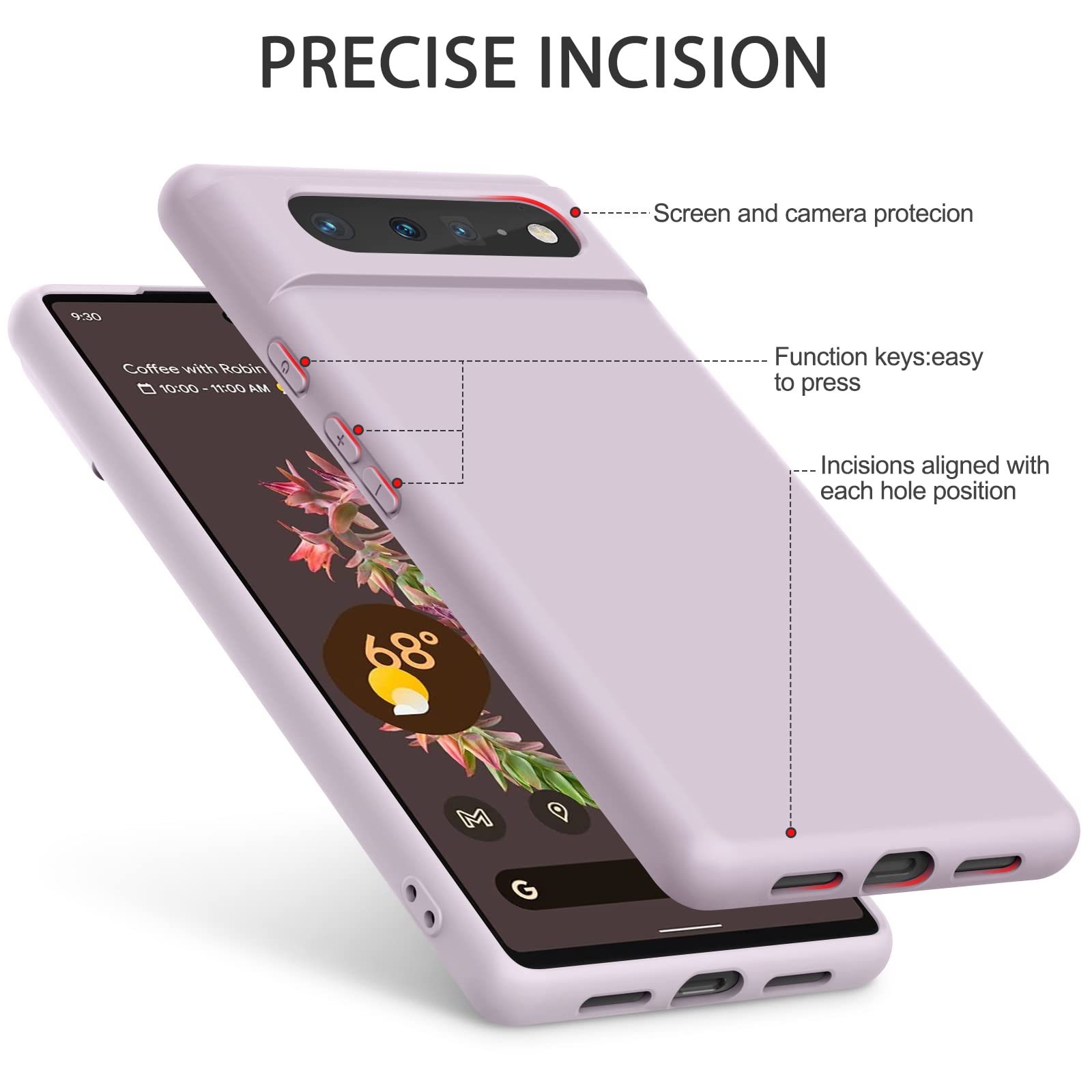 Silicone Phone Case Compatible With Google Pixel 6, 2 Pack Soft Protective Smart Phone Case For Women Men, Durable Anti Scratch