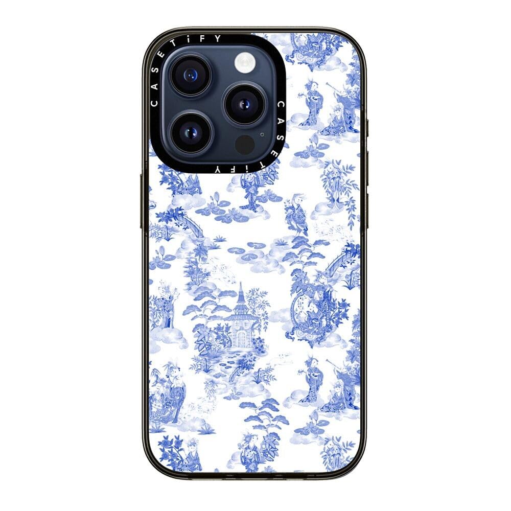 Casetify Compact Iphone 15 Pro Case [2X Military Grade Drop Tested / 4Ft Drop Protection]   Moon Caravan Toile   Clear Black