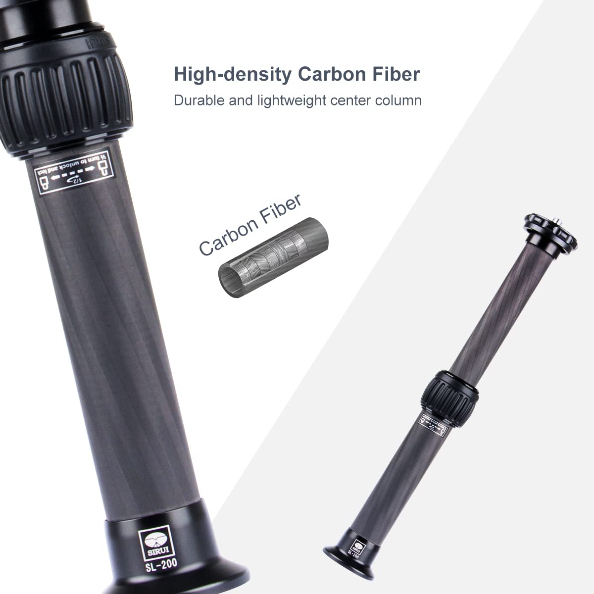Sirui Sl 200 Tripod Extension Pole, Two Section Carbon Fiber Center Column Tripod Extender Tripod Extension Tube