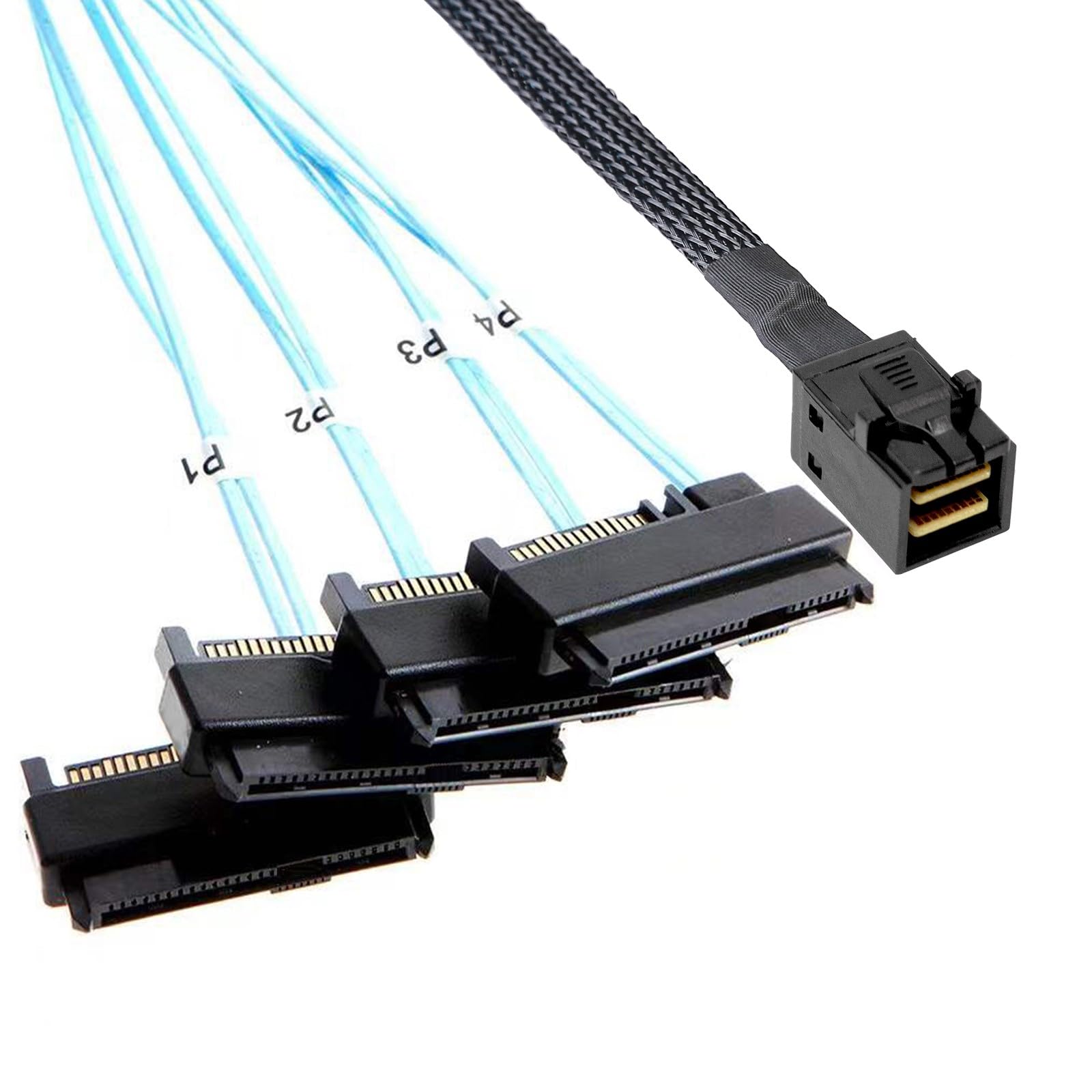 Adcaudx Mini Sas To Sas Cable: 1M Sff 8643 To Sas Sff 8643 To Sff 8482 Connector 4X Sas With Sata Power Adapter Cable (3.3Ft)