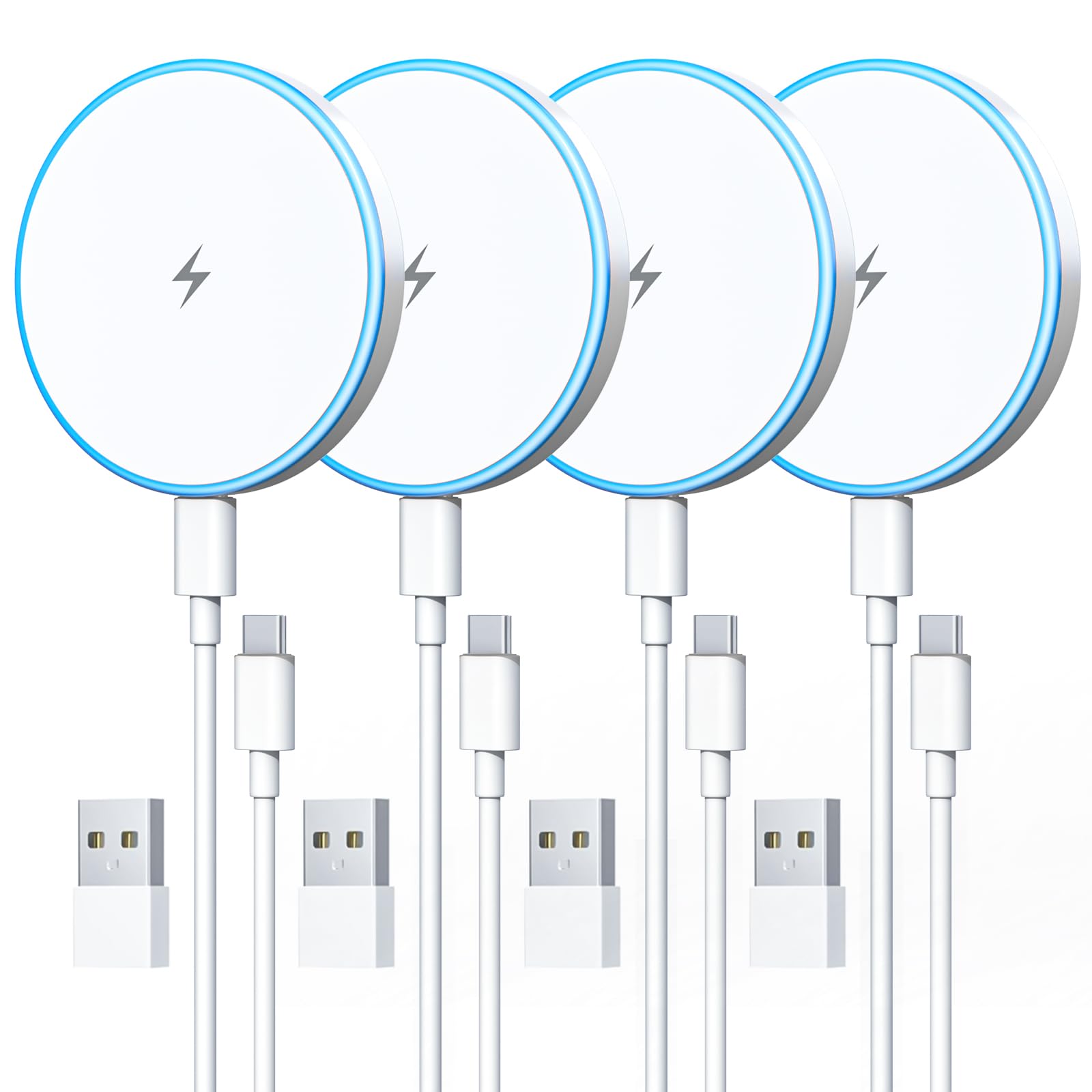 4 Pack MagSafe Charger, 6FT 15W Magnetic Wireless Charger Fast Charging Pad