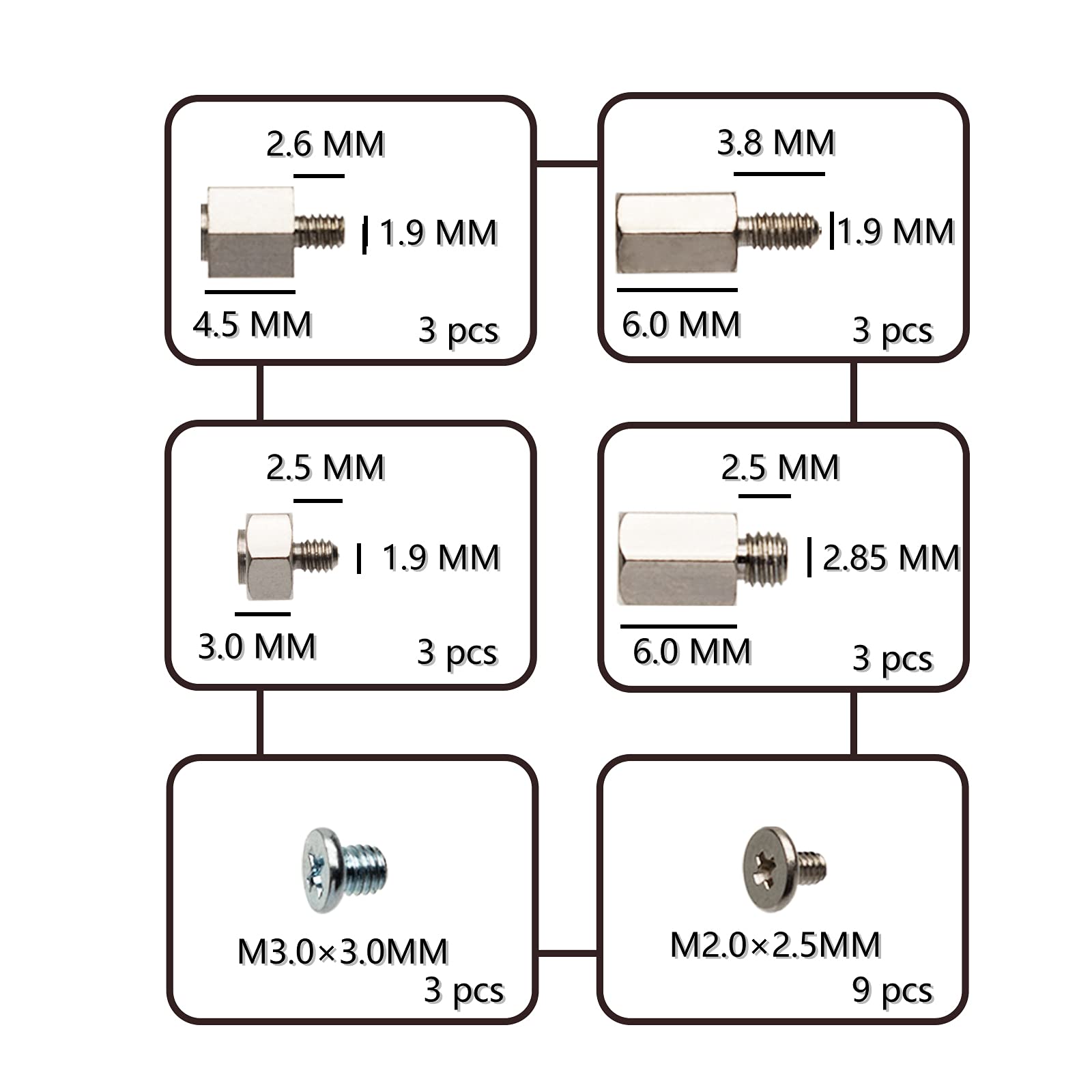 Hxhlwn M.2 Screw Kit M2 2280 Ssd Screws Kit Pcie Nvme Mounting Laptop M.2 Screw For Asus Gigabyte Asrock Msi Motherboards, 25Pcs