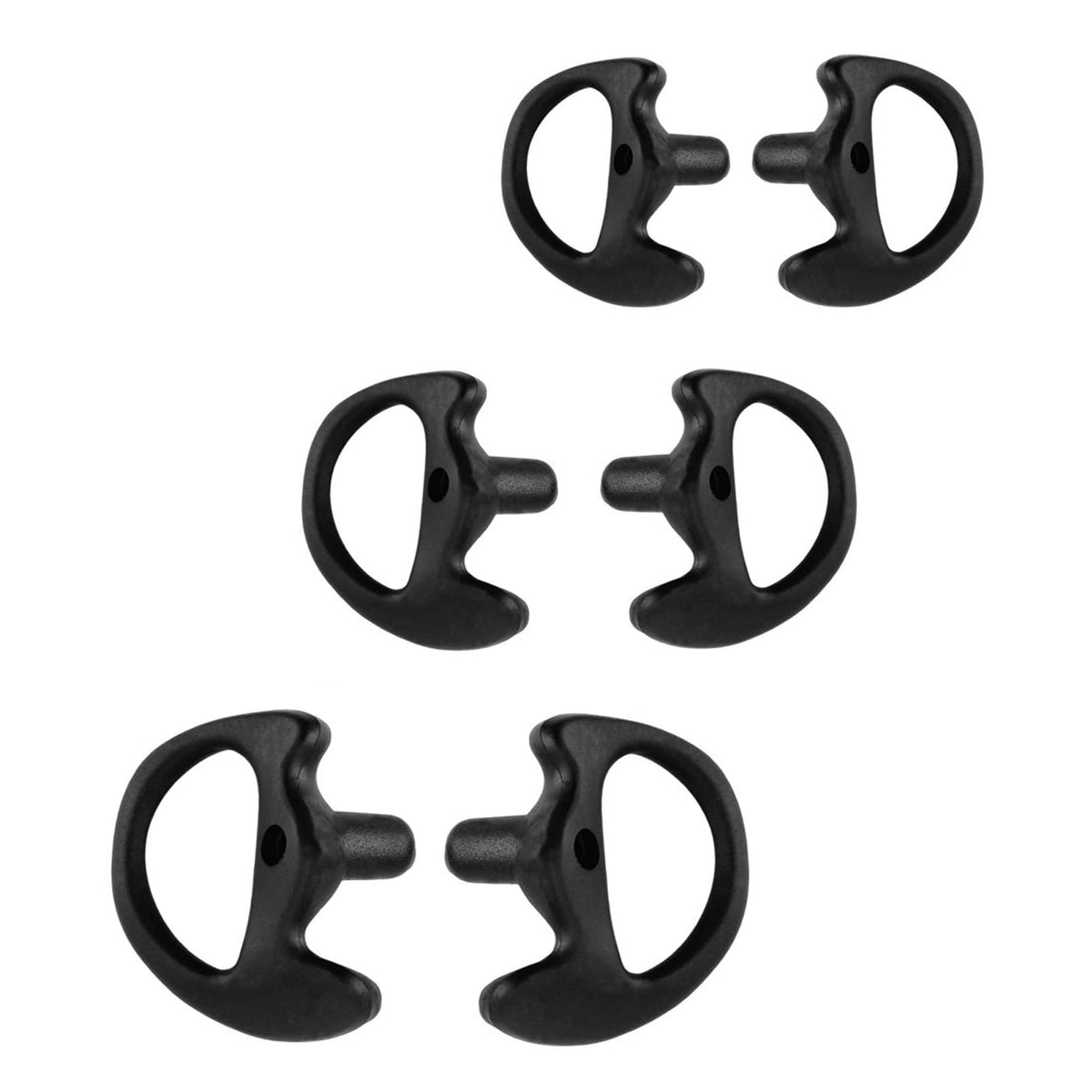 Airsn Replacement Earmold Earbud Earplug For Motorola Kenwood Two Way Radio Air Acoustic Coil Tube Audio Kits (Black,3 Pair Small,Medium,Large)