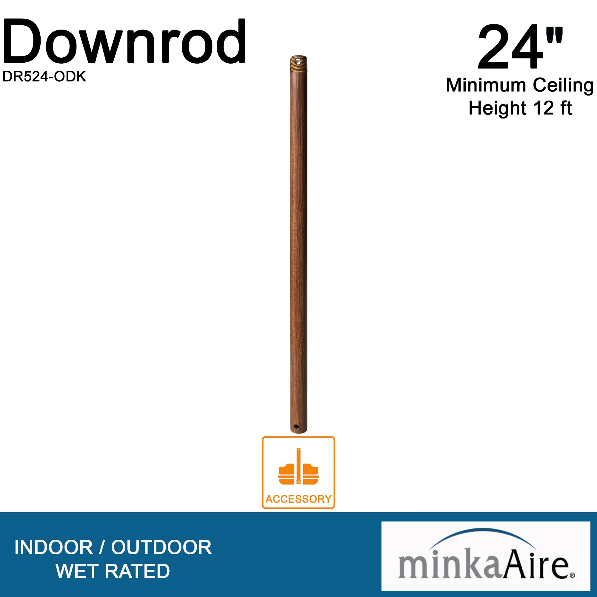 Minka-Aire 24 Inch Ceiling Fan Downrod - Dr524-Odk