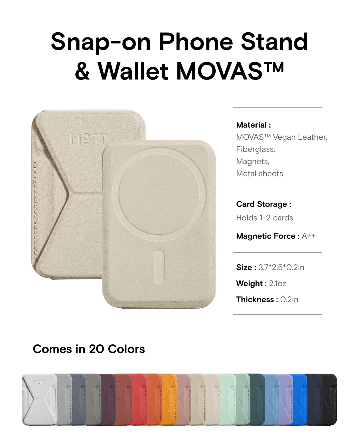 Moft Magnetic Wallet Stand Compatible With Iphone 16/15/14/13/12 Series, Angle Adjustment & Magsafe Compatible Movas Phone Stand