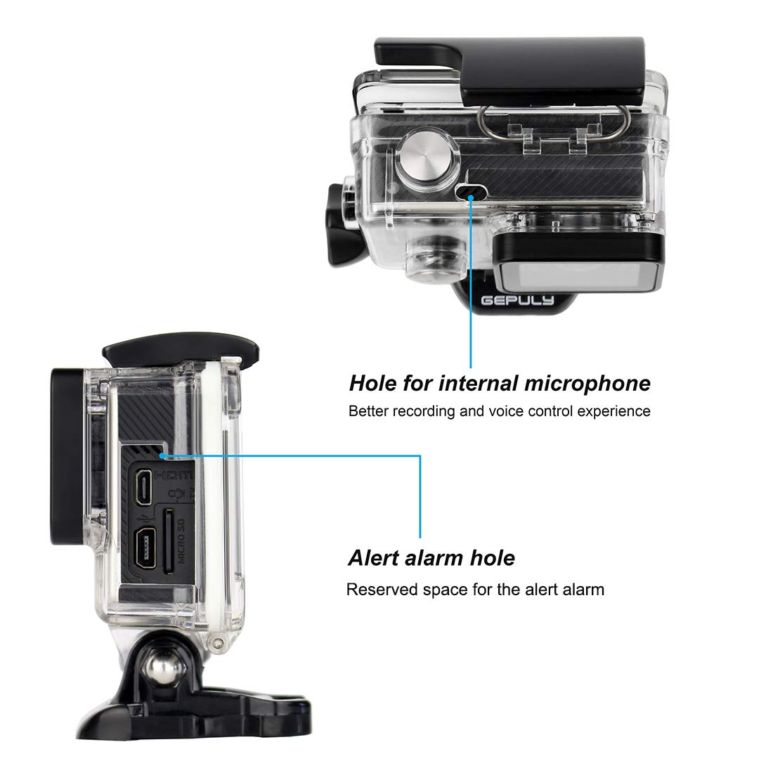 Gepuly Skeleton Housing Case For Gopro Hero 4, Hero 3+, Hero 3 Action Camera Side Open Protective Housing Case With Skeleton Bac