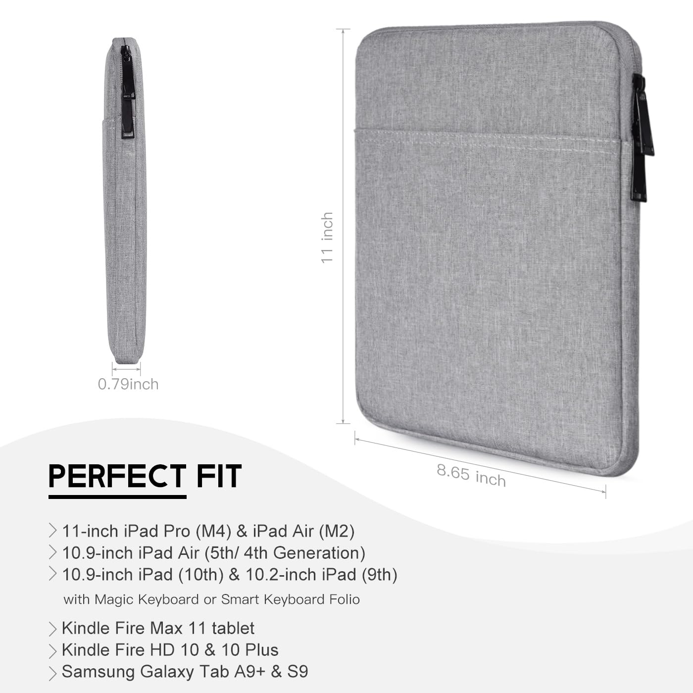 9 11 Inch Ipad Carrying Case, Padded Travel Tablet Sleeve Bag For 11 Inch Ipad Pro M4(2024), 11'' Ipad Air M2, 10.9 Ipad, 10.9 I