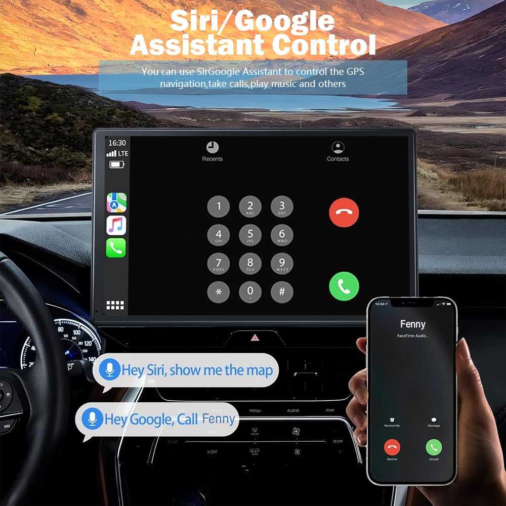 Wireless Carplay Screen For Car 7'' Portable Apple Carplay & Android Auto Car Stereo With Backup Camera, Gps Navigation/Mirror L