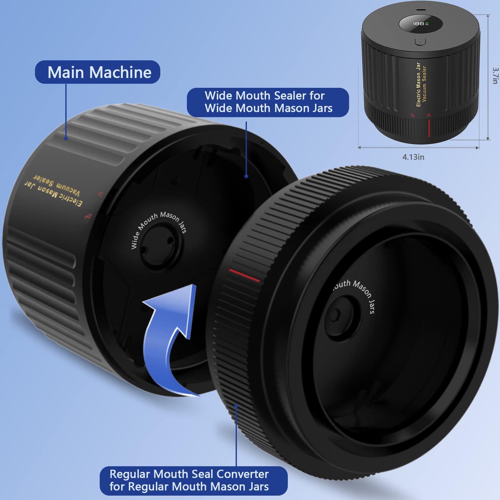 Love Moment Electric Mason Jar Vacuum Sealer Kit For Wide Mouth And Regular Mouth Mason Jars