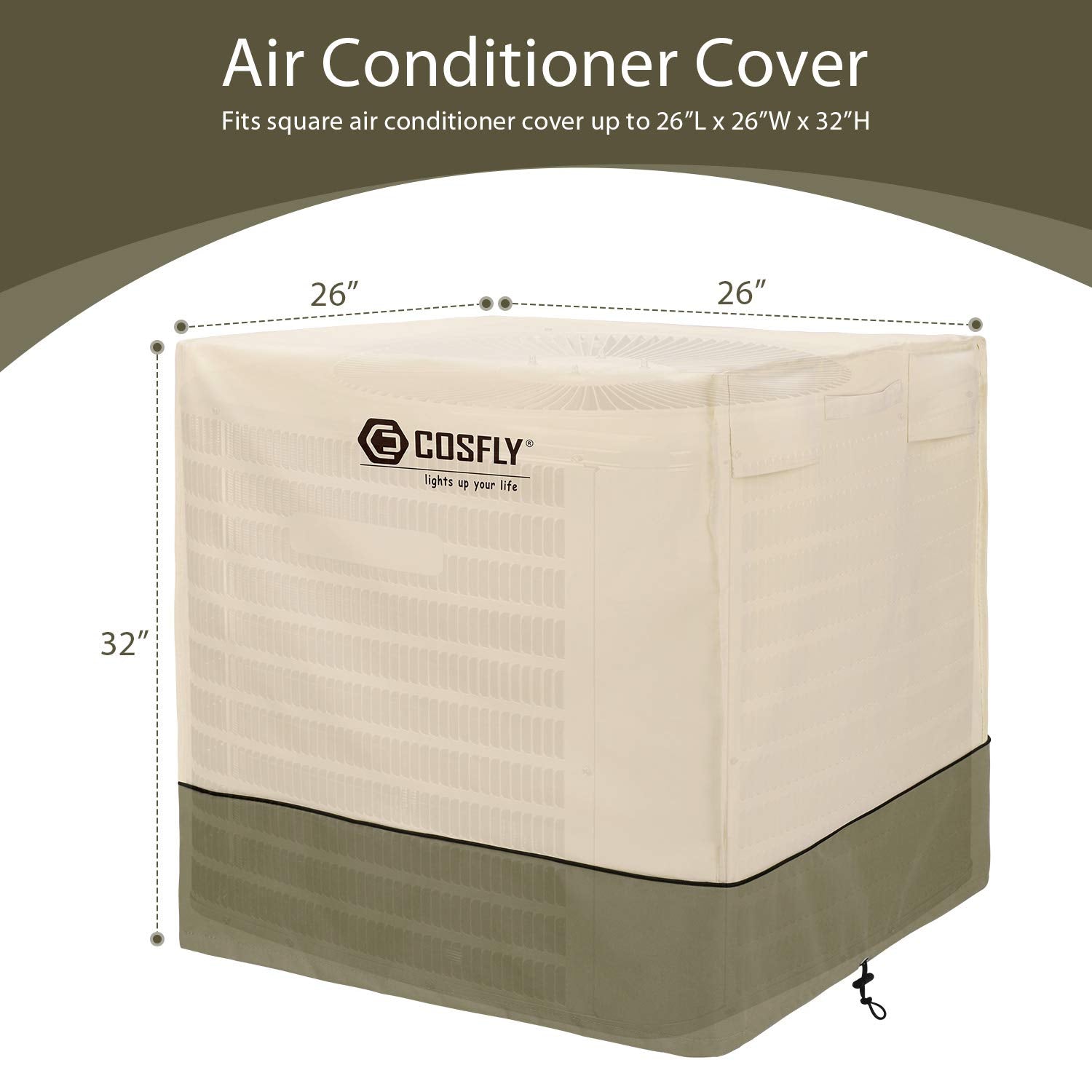 Cosfly Air Conditioner Cover For Outside Units Durable Ac Cover Water Resistant Fabric Windproof Design Square Fits Up To 26 X 2